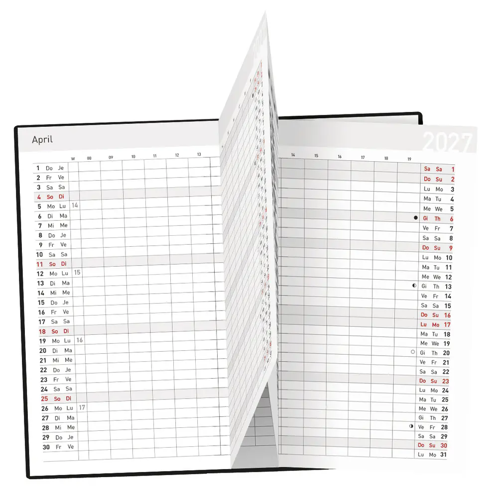 Korsch Taschenkalender Saturn Leporello 2027 rot