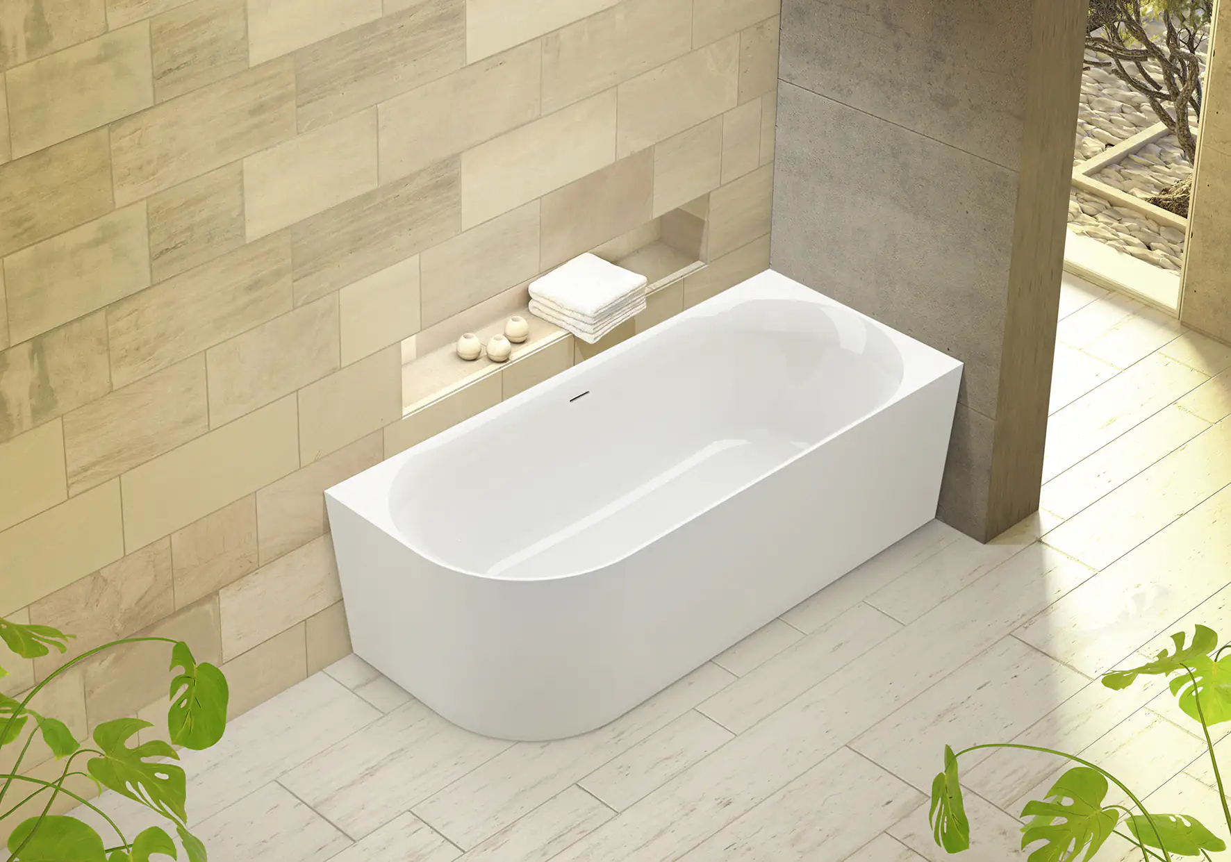 Ottofond Badewanne Mince Corner XS weiß links 155 x 80 / 44 cm