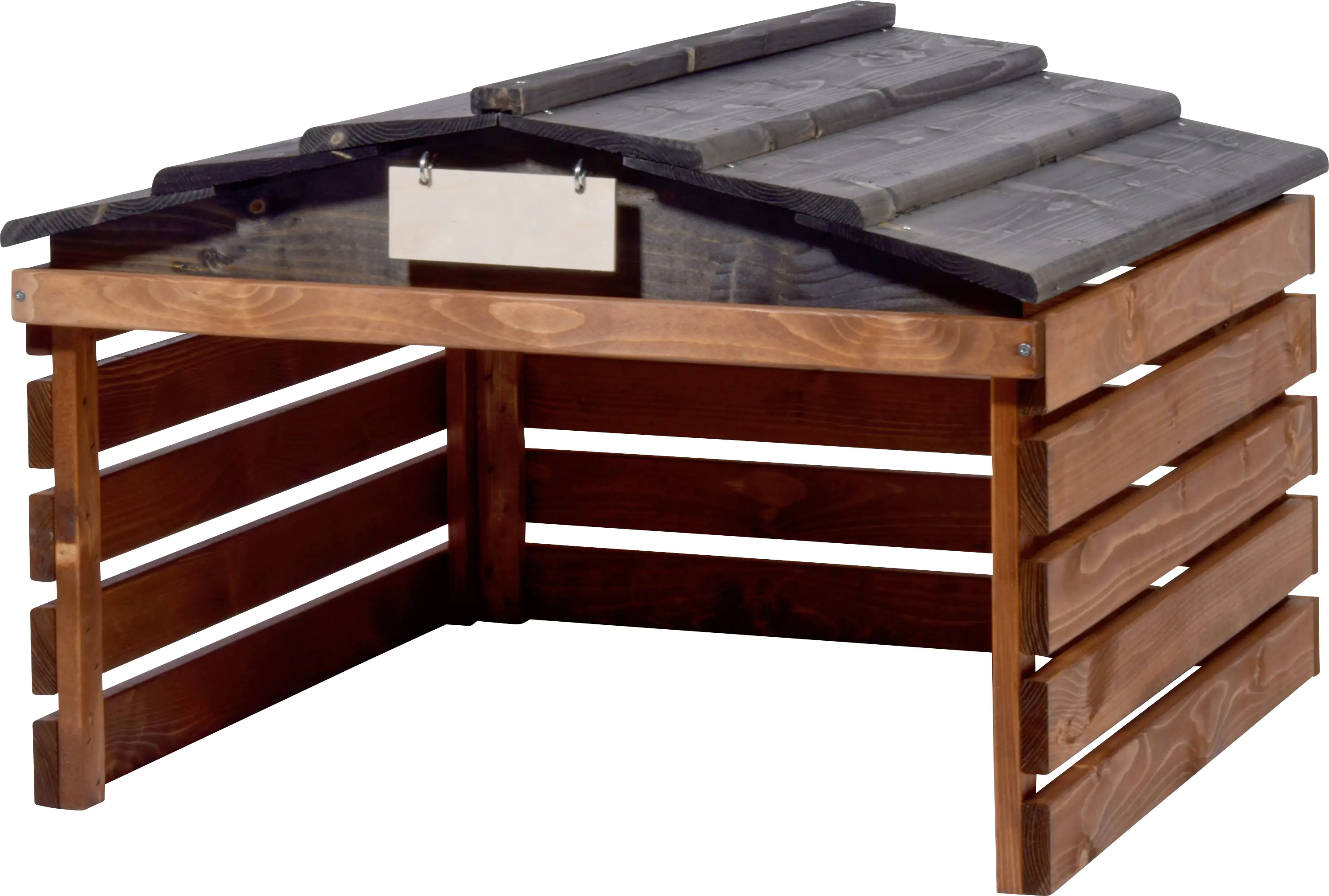 Dobar Mähroboter-Garage mit Schild braun schwarz 78,5 x 74 x 52,5 cm