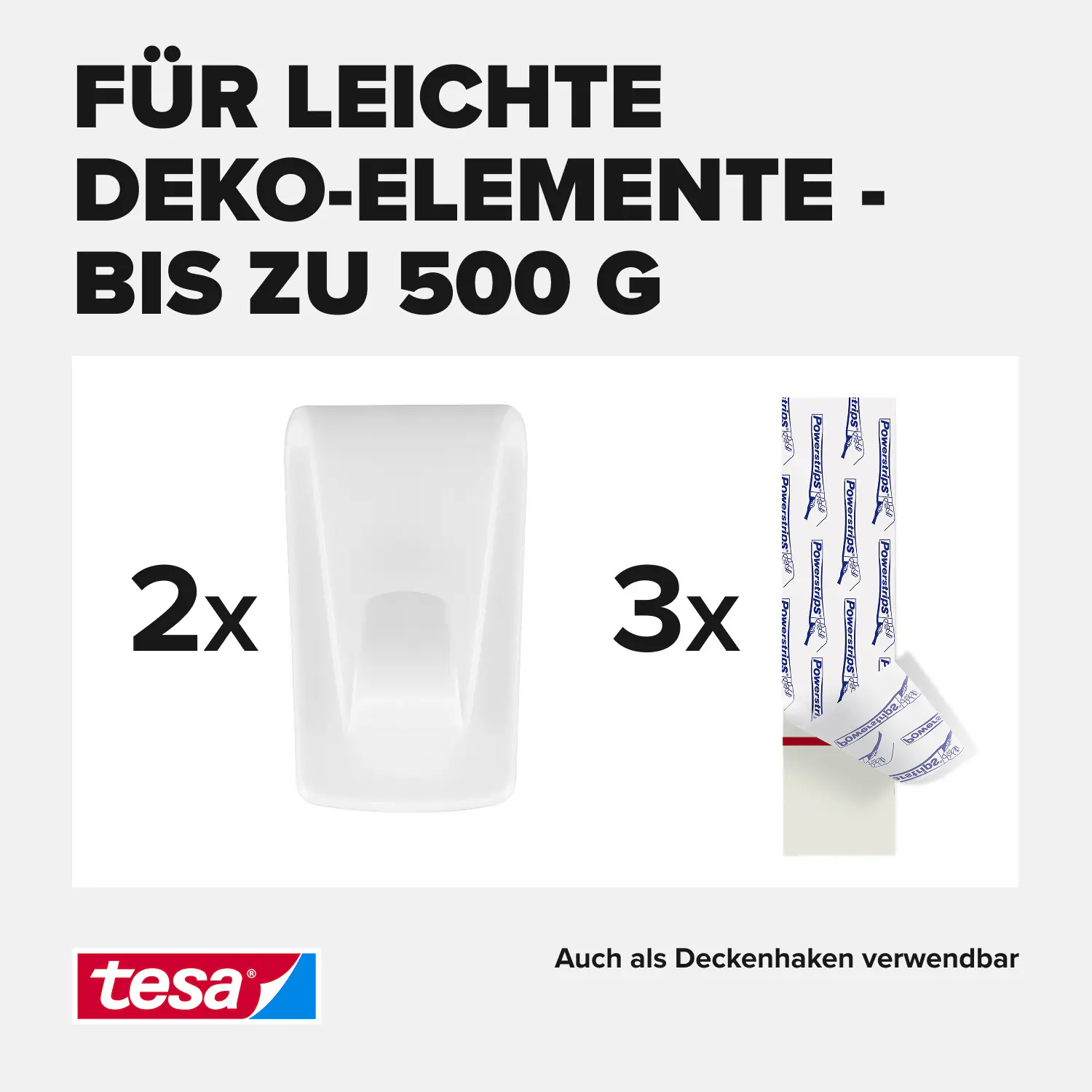tesa Haken Powerstrips Tapeten & Putz 2er-Set