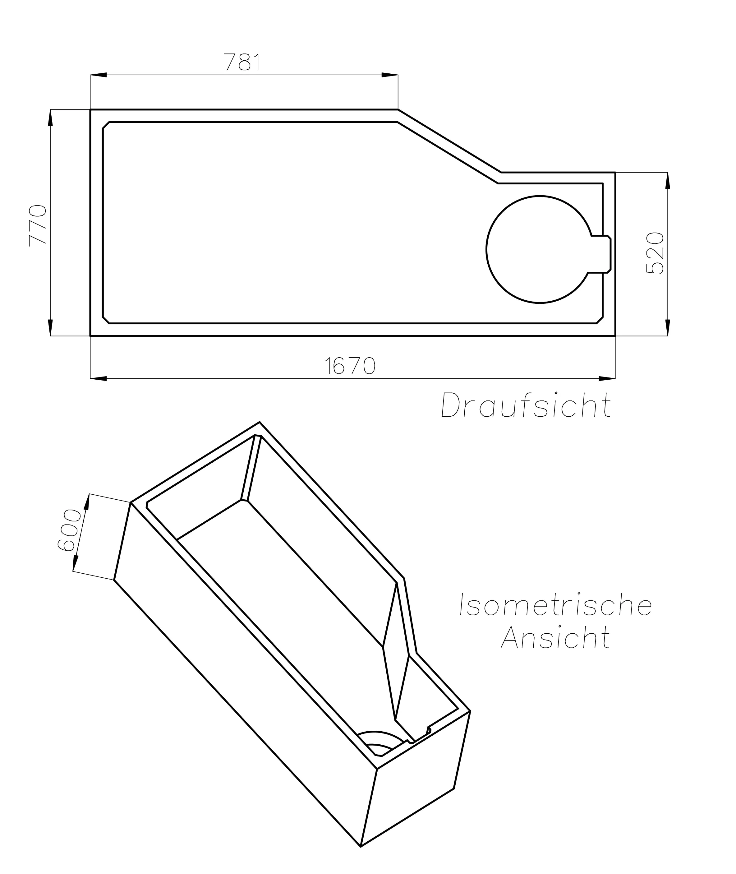 Ottofond Wannenträger Cello 1670 x 770 mm