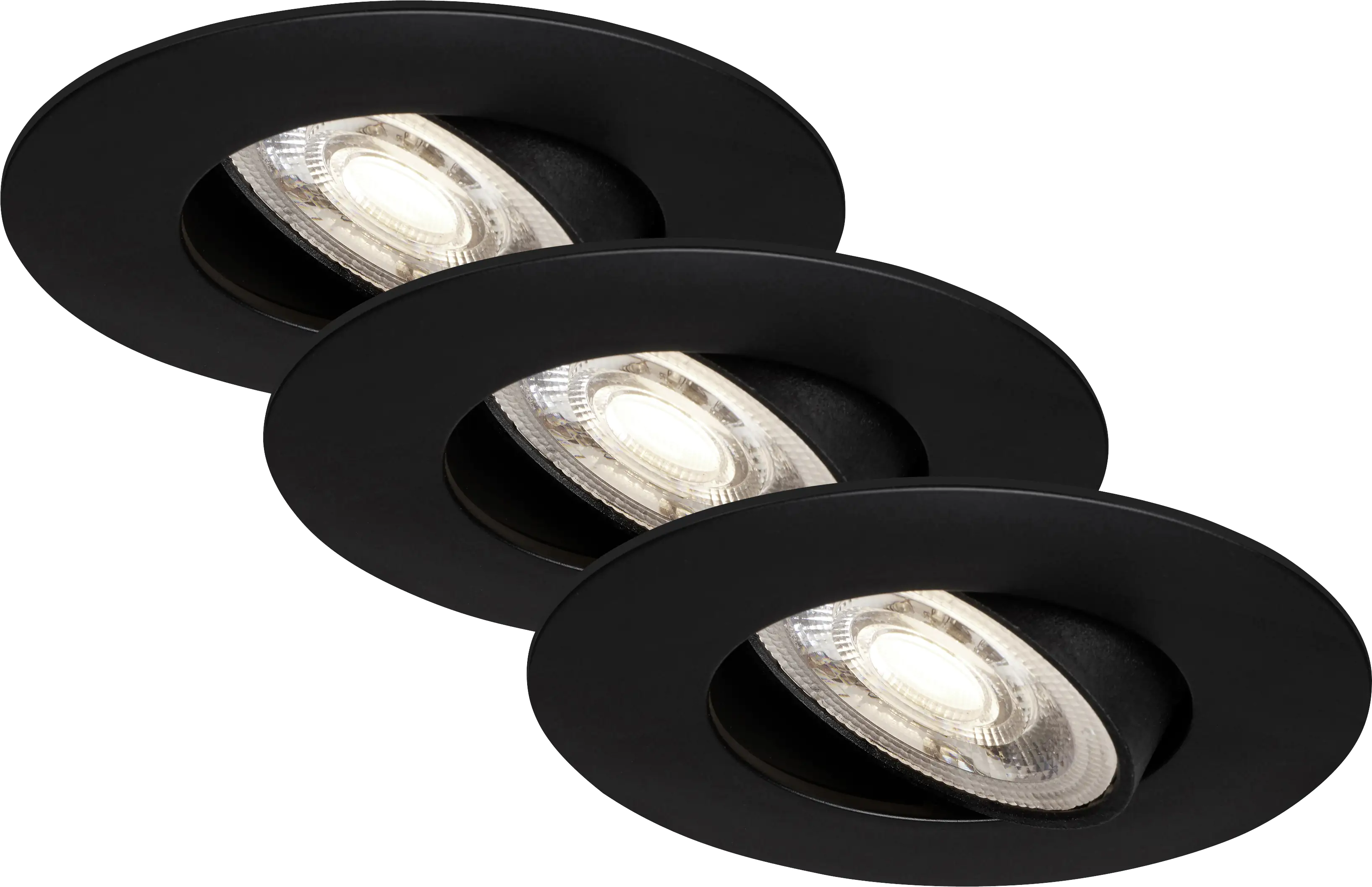 Di-Ka LED Einbauleuchte Kulana 3er Set schwarz-matt Ø 9 cm 4,9 W warmweiß