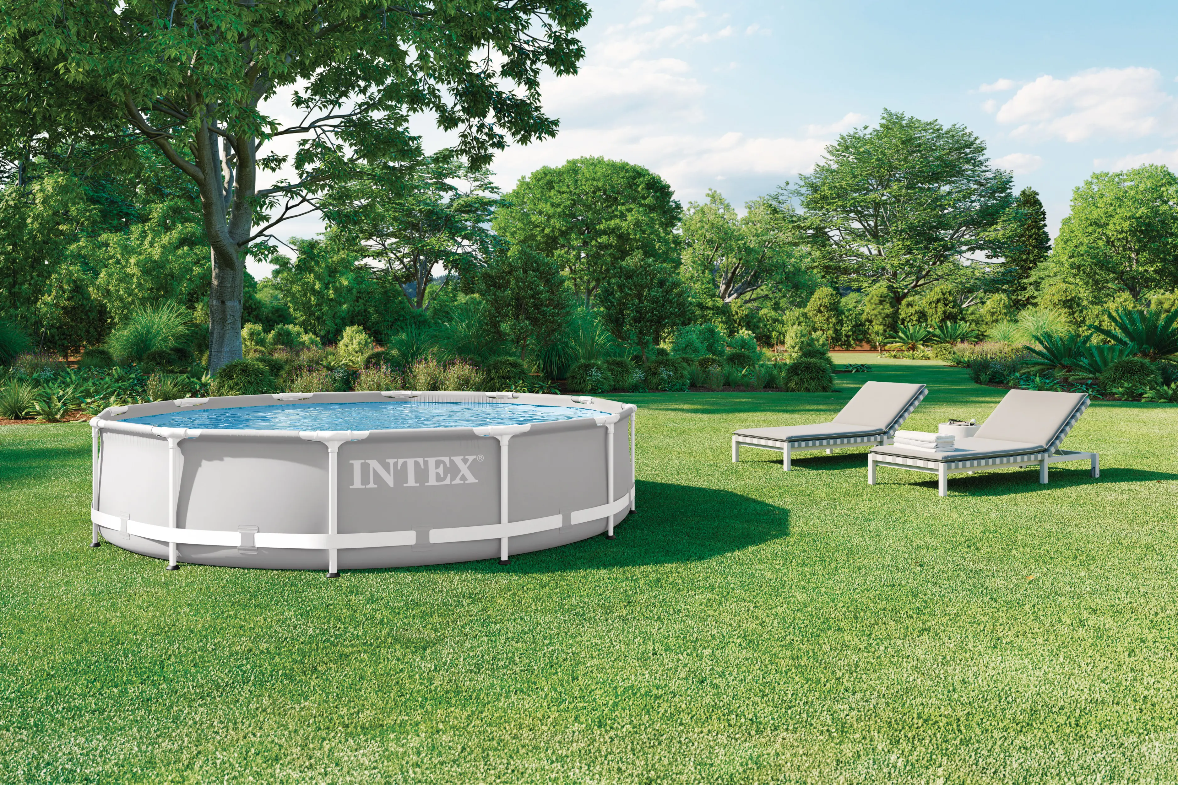Intex Frame Pool-Set Prism Rondo rund Ø 366 x 76 cm grau