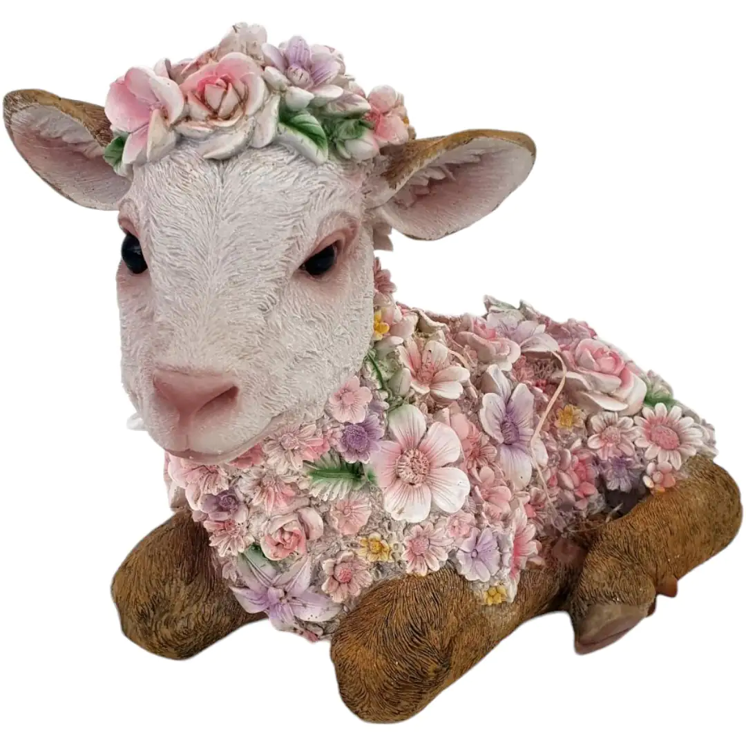 Dekofigur Blumenziege liegend 27 x 20,5 x 40 cm