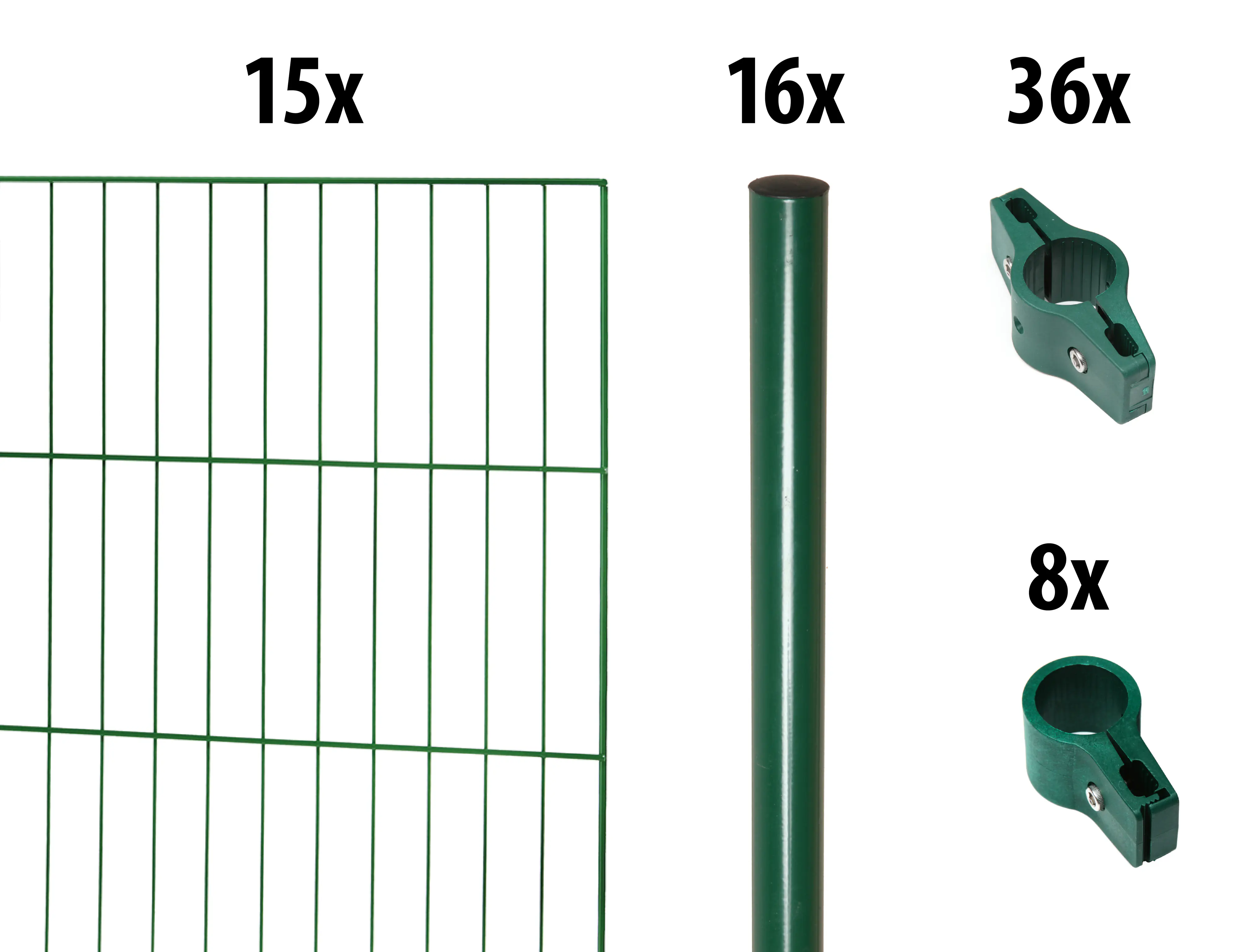Floraworld Einstabmatten-Zaun Set Classic 30 m 200 x 175 cm inkl. 16 Pfosten 225 cm moosgrün