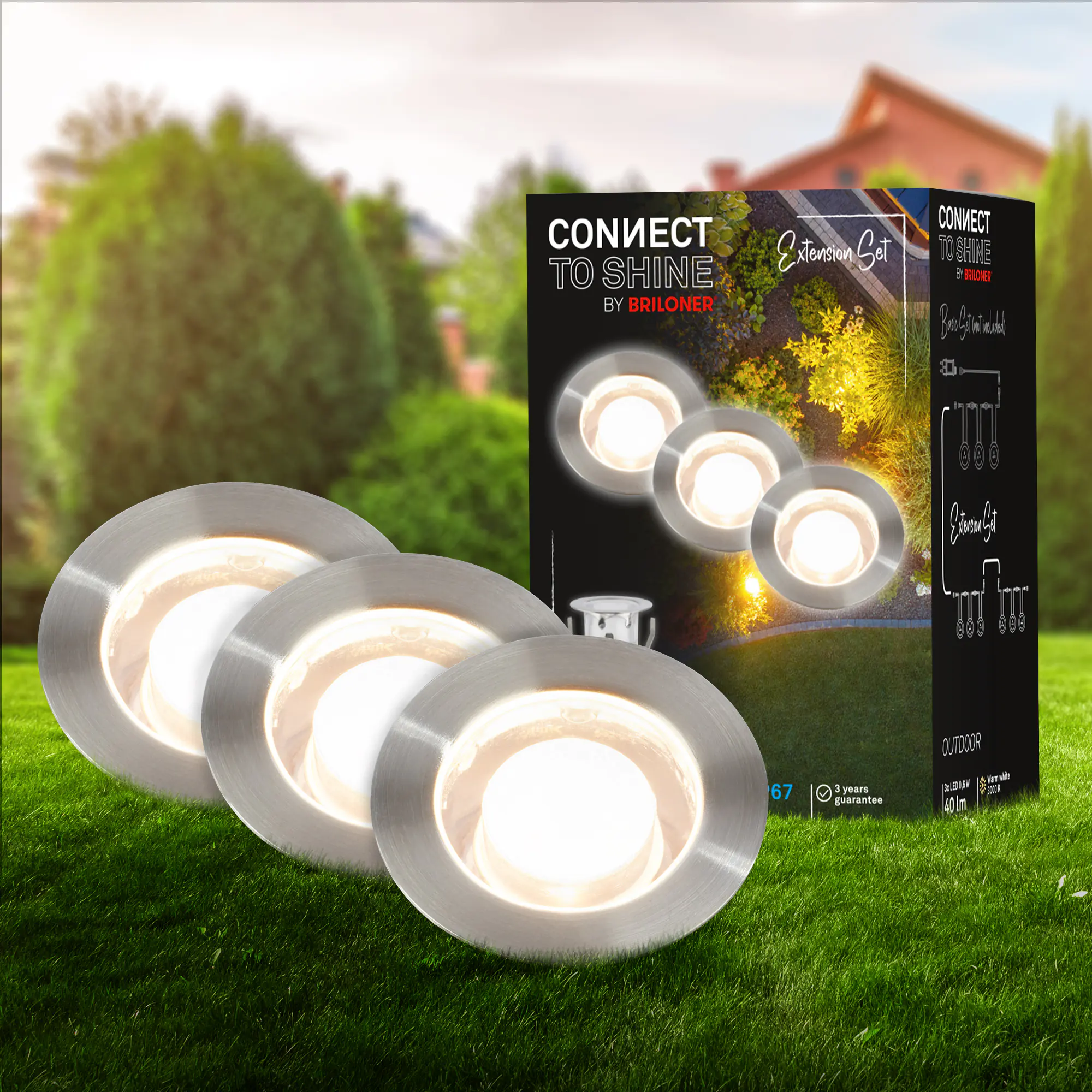 Briloner LED Außen-Bodenstrahler Kebony Connect to Shine 3er Ergänzungsset 1,8W  Briloner LED Außen-Bodenstrahler Kebony Connect to Shine 3er Ergänzungsset 1,8W