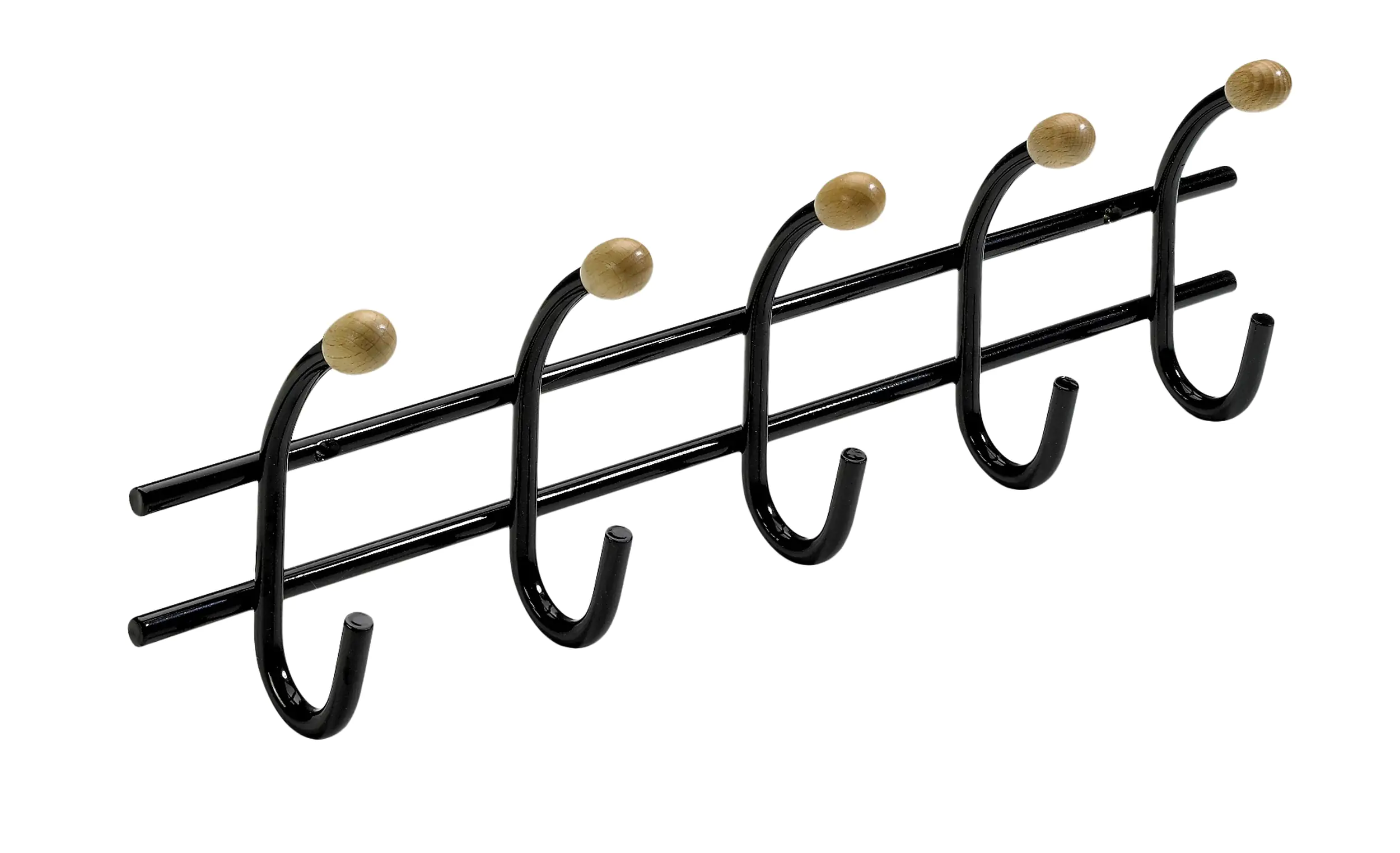Hettich Garderobenleiste 5 Haken 43,0 x 13,5 x 6,5 cm schwarz