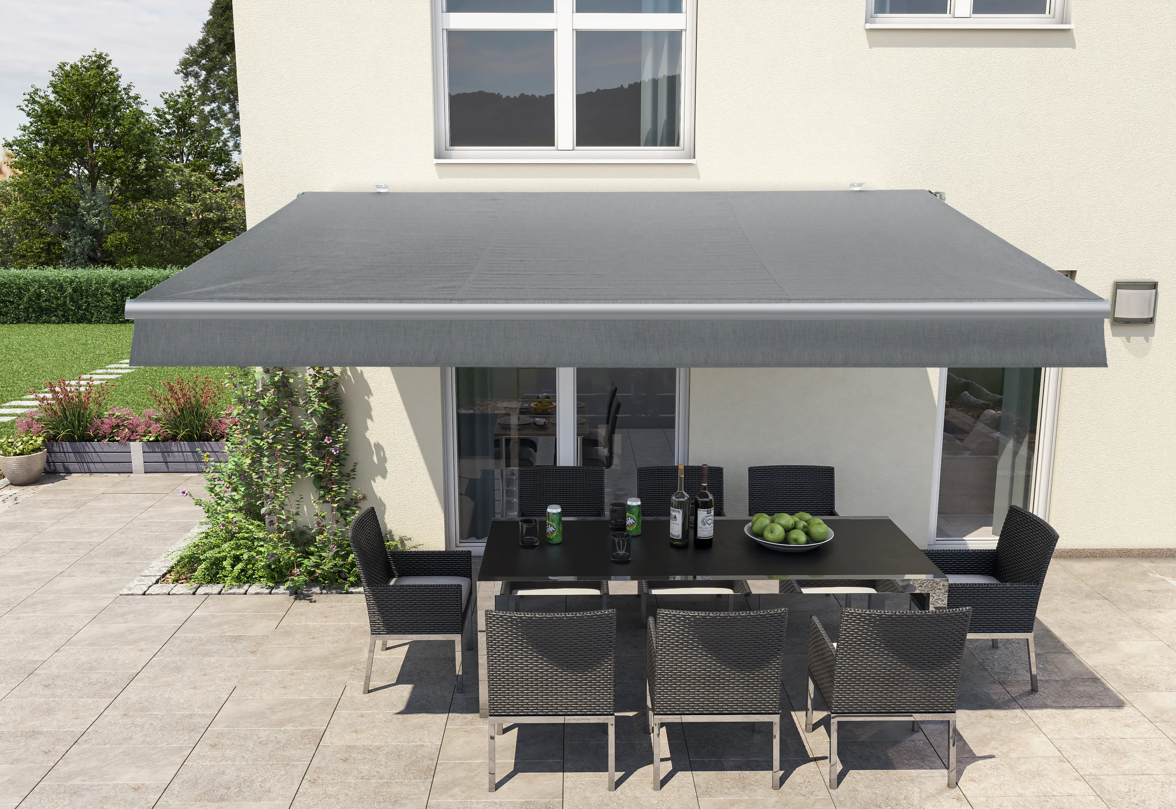 Gelenkarm-Markise Berlin hellgrau Breite 300 cm, Ausfall 200 cm