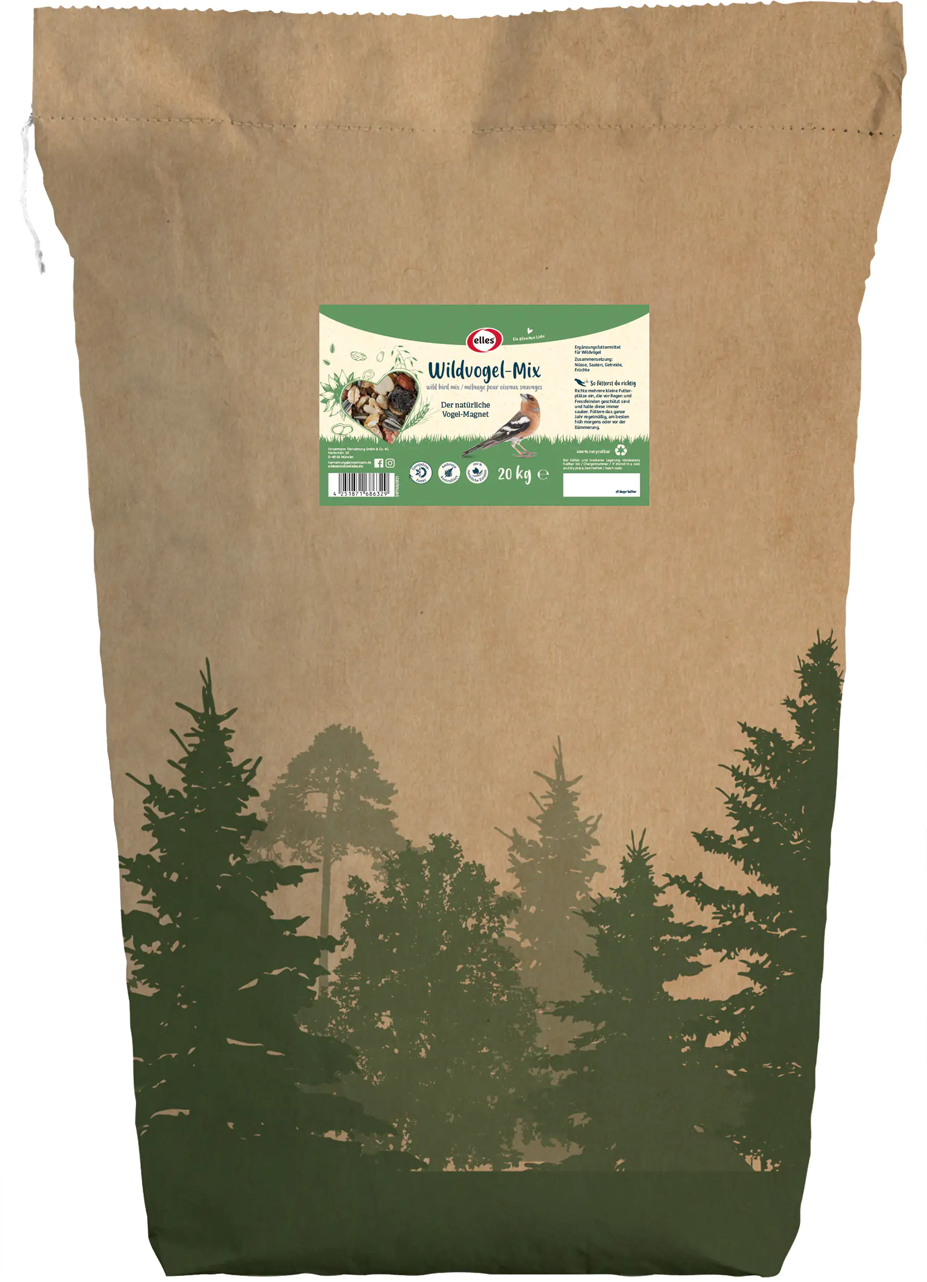 4251871686329_01 Elles Wildvogel-Mix 20 kg Der natürliche Vogel-Magnet