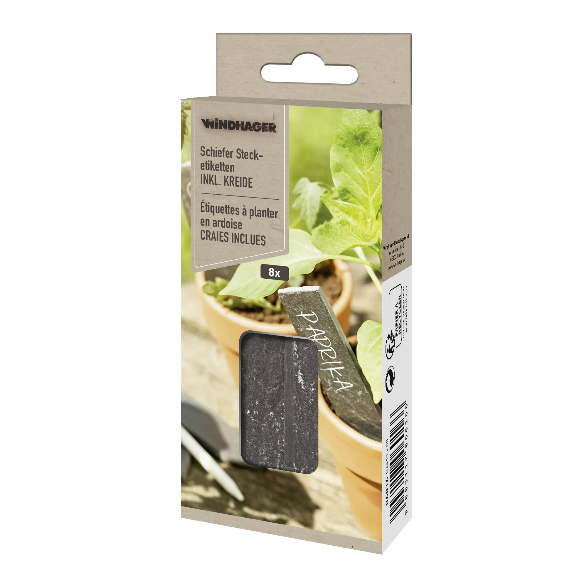Windhager Pflanzenschilder Stecketiketten Schiefer + Kreide 12 cm - 8 Stück