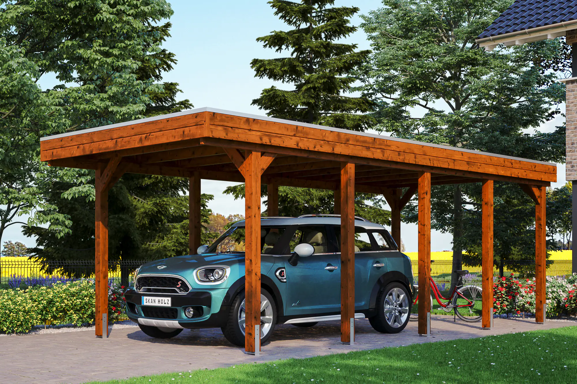 SKAN HOLZ Carport Friesland 314 x 708 cm mit Aluminiumdach