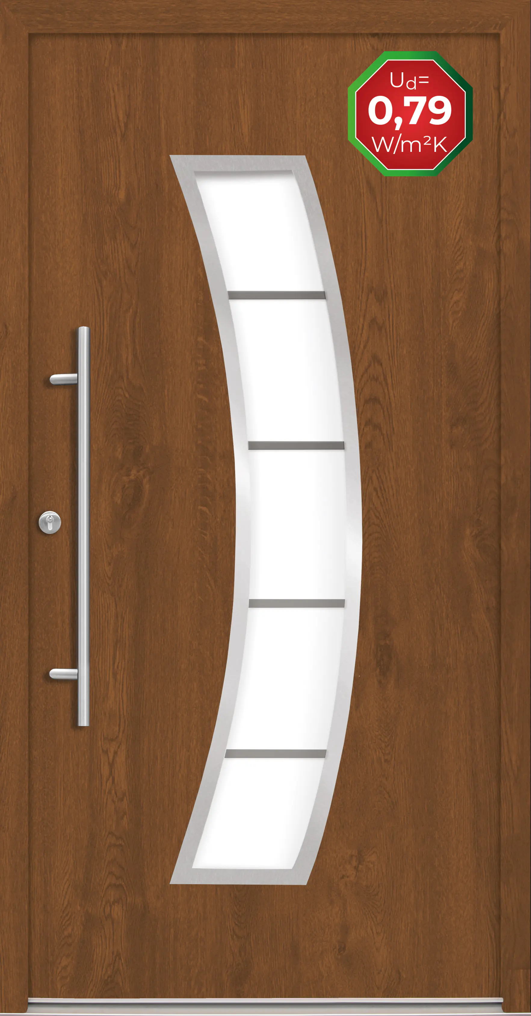 Splendoor Haustür Passivedoor Premium P14 Golden Oak DIN Links 100 x 210 cm