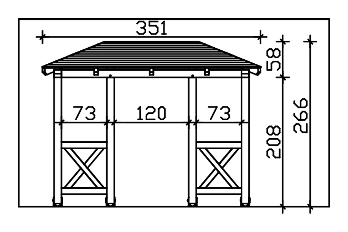 SKAN HOLZ Vordach Wismar Typ 5 351 x 134 cm, lasiert in Schiefergrau
