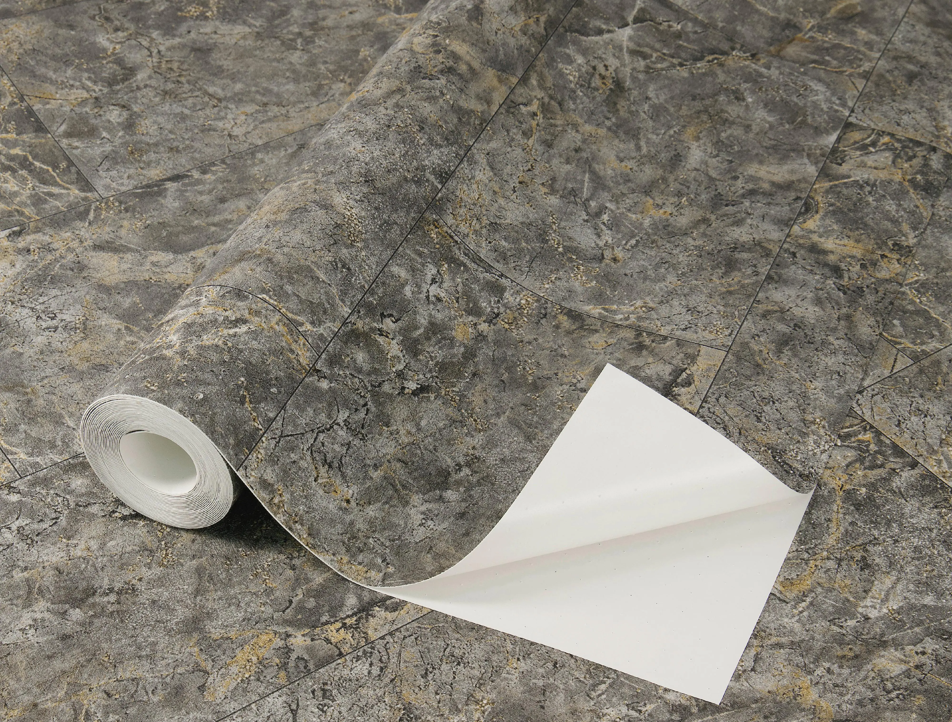 Tesa x Rasch selbstklebende Tapete Luxora Marmor Beton dunkelgrau gold 6 x 0,53 m Tesa x Rasch selbstklebende Tapete Luxora Marmor Beton dunkelgrau gold 6 x 0,53 m