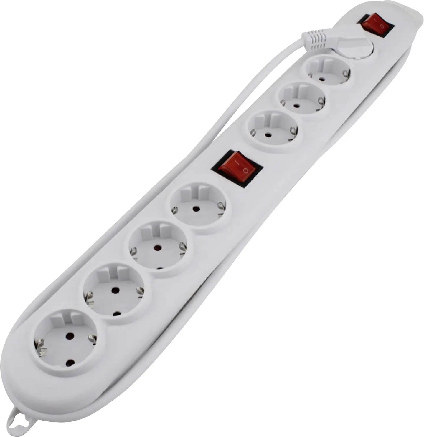 Unitec Steckdosenleiste 4+4-fach 2m, mit 2 Schaltern, weiß