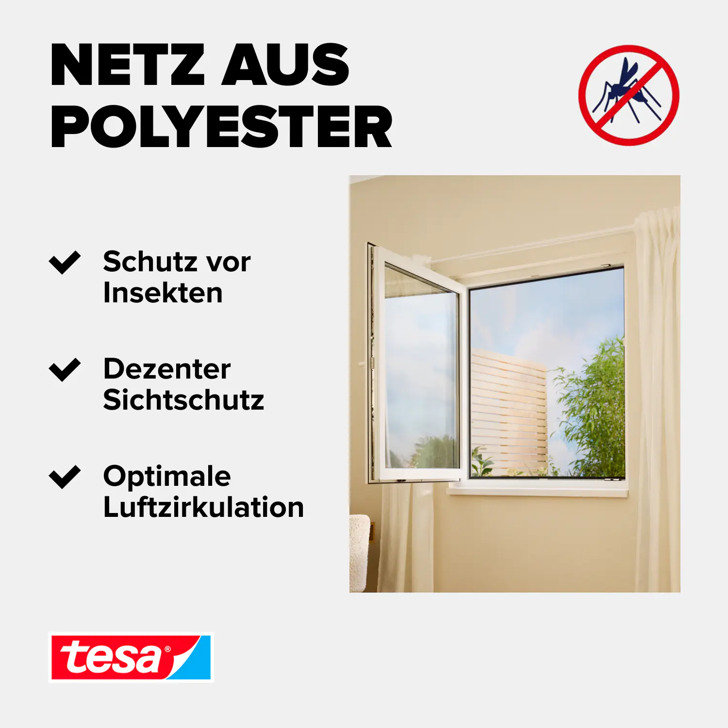tesa Fliegengitter STANDARD 130 x 150 cm weiß individuell kürzbar