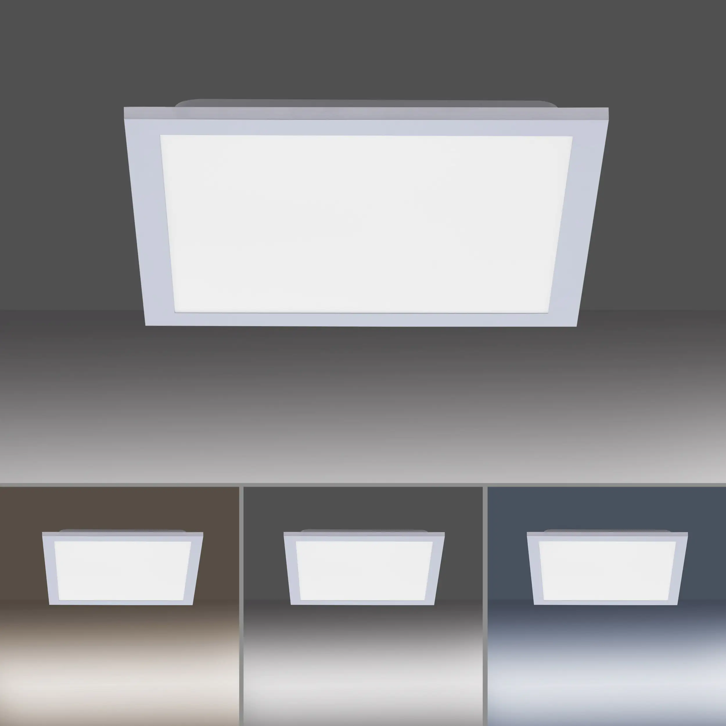 JustLight LED Deckenleuchte Flat silber 29,5 x 29,5 cm dimmbar