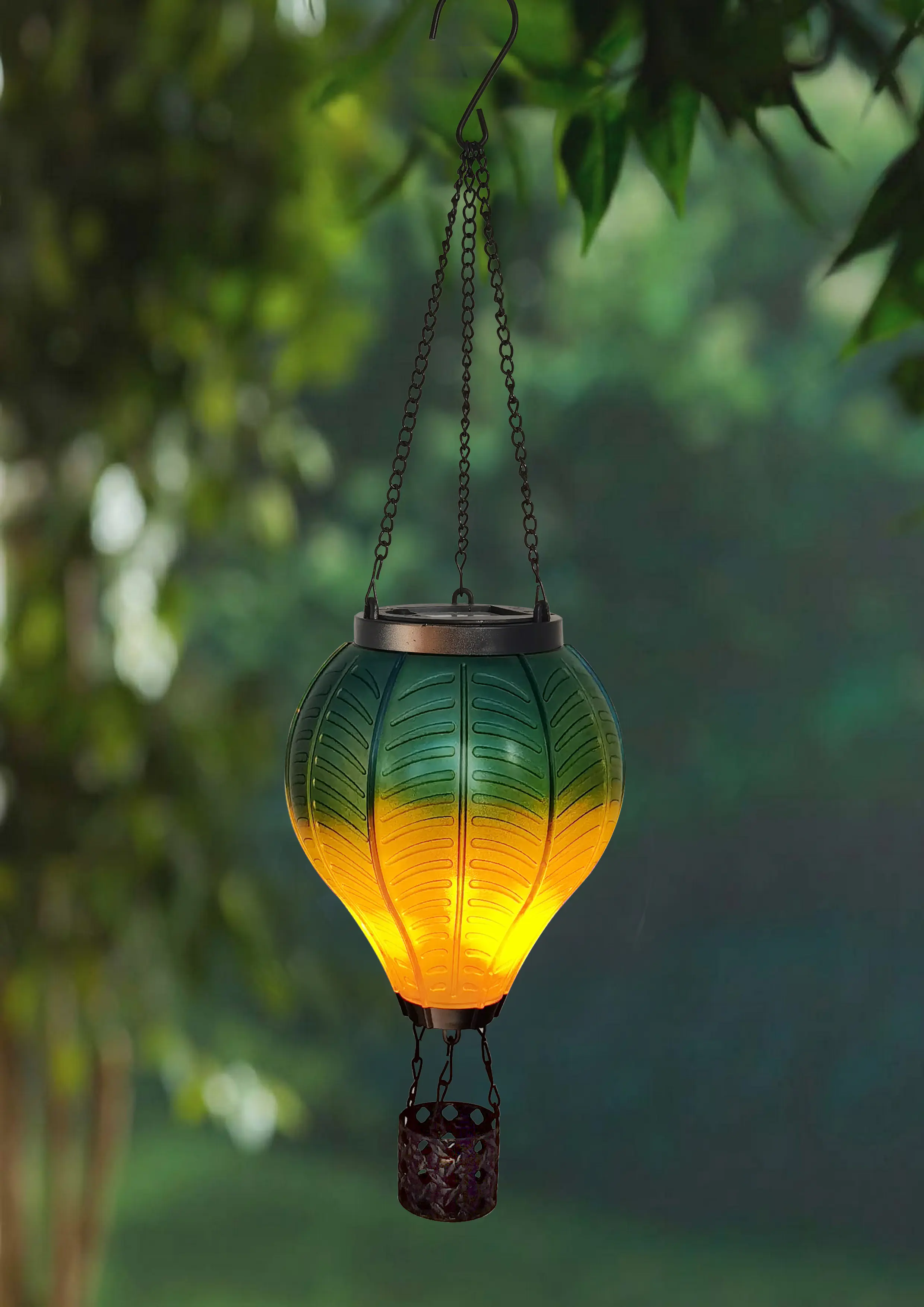 Dapo LED Solarleuchte Heißluftballon mit Flammeeffekt blau/gelb warmweiß