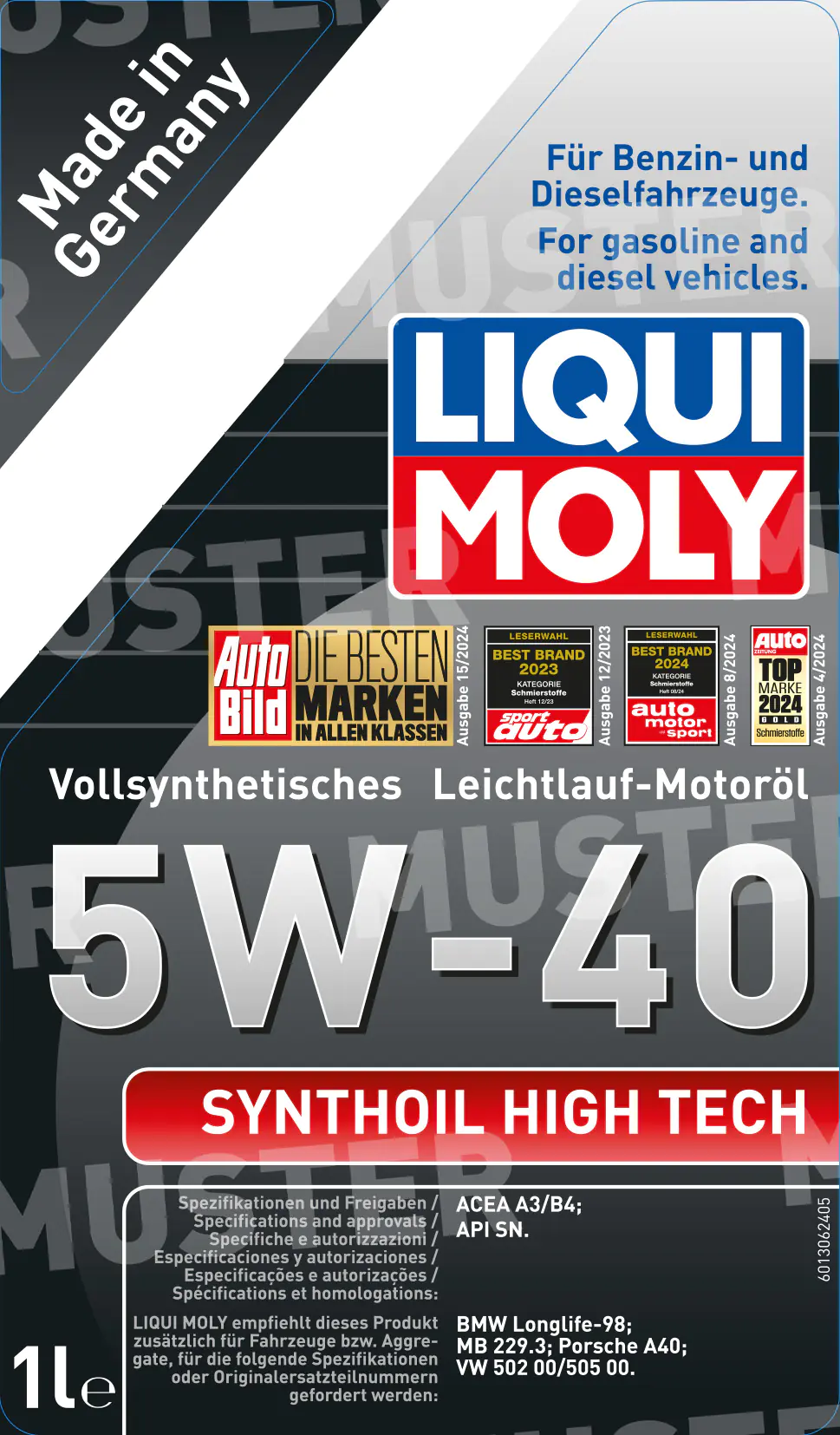 Liqui Moly Motoröl Synthoil High Tech 5W-40 1 L
