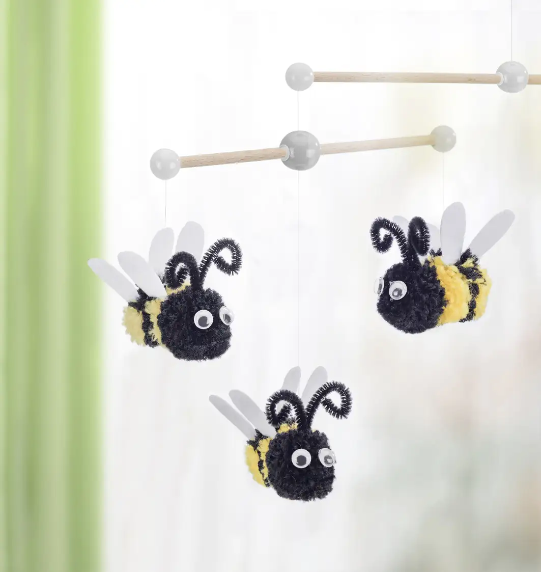 Glorex Pomponset Biene 14 teilig 7,5 x 8 x 6 cm