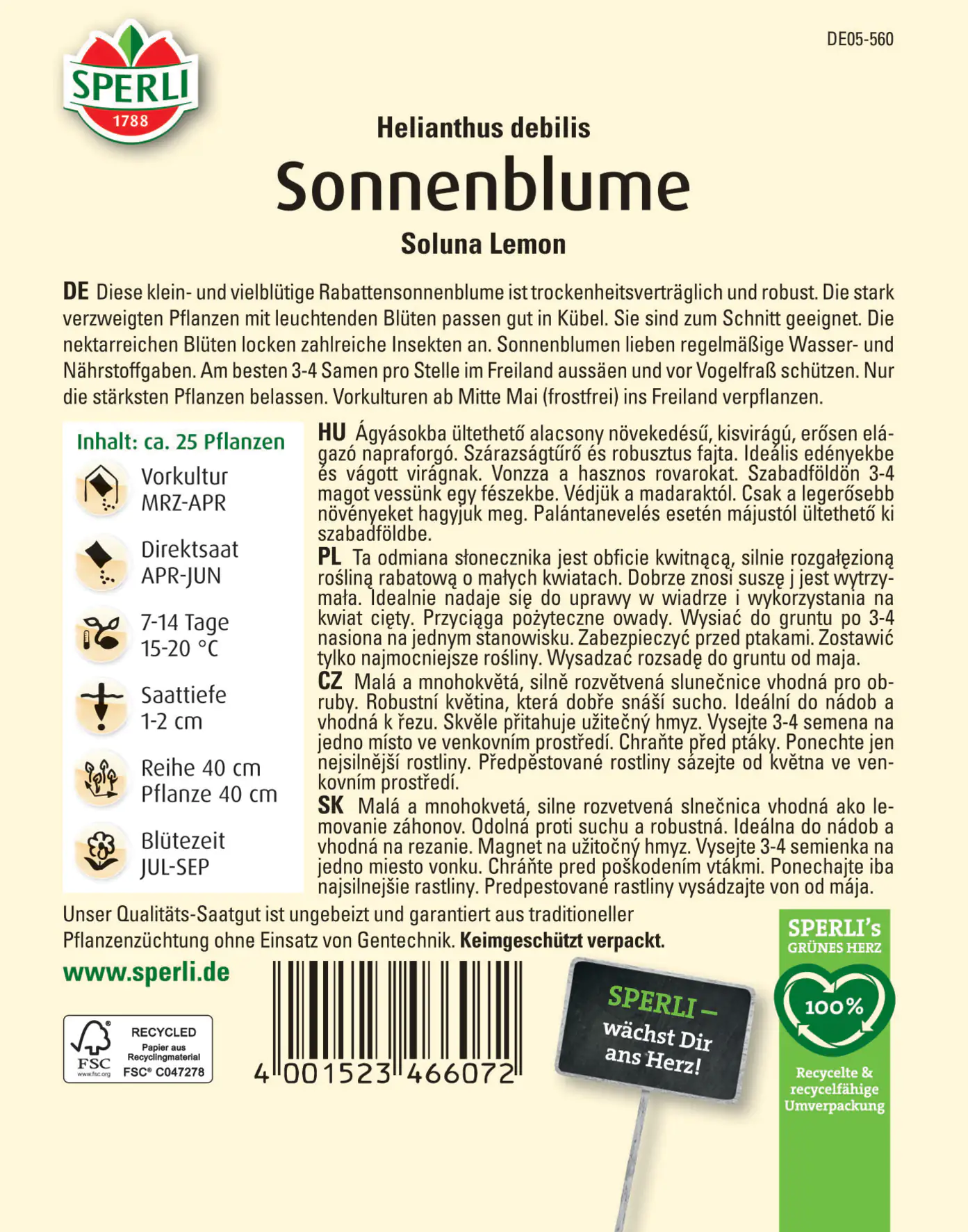 Sperli Sonnenblume Soluna Lemon