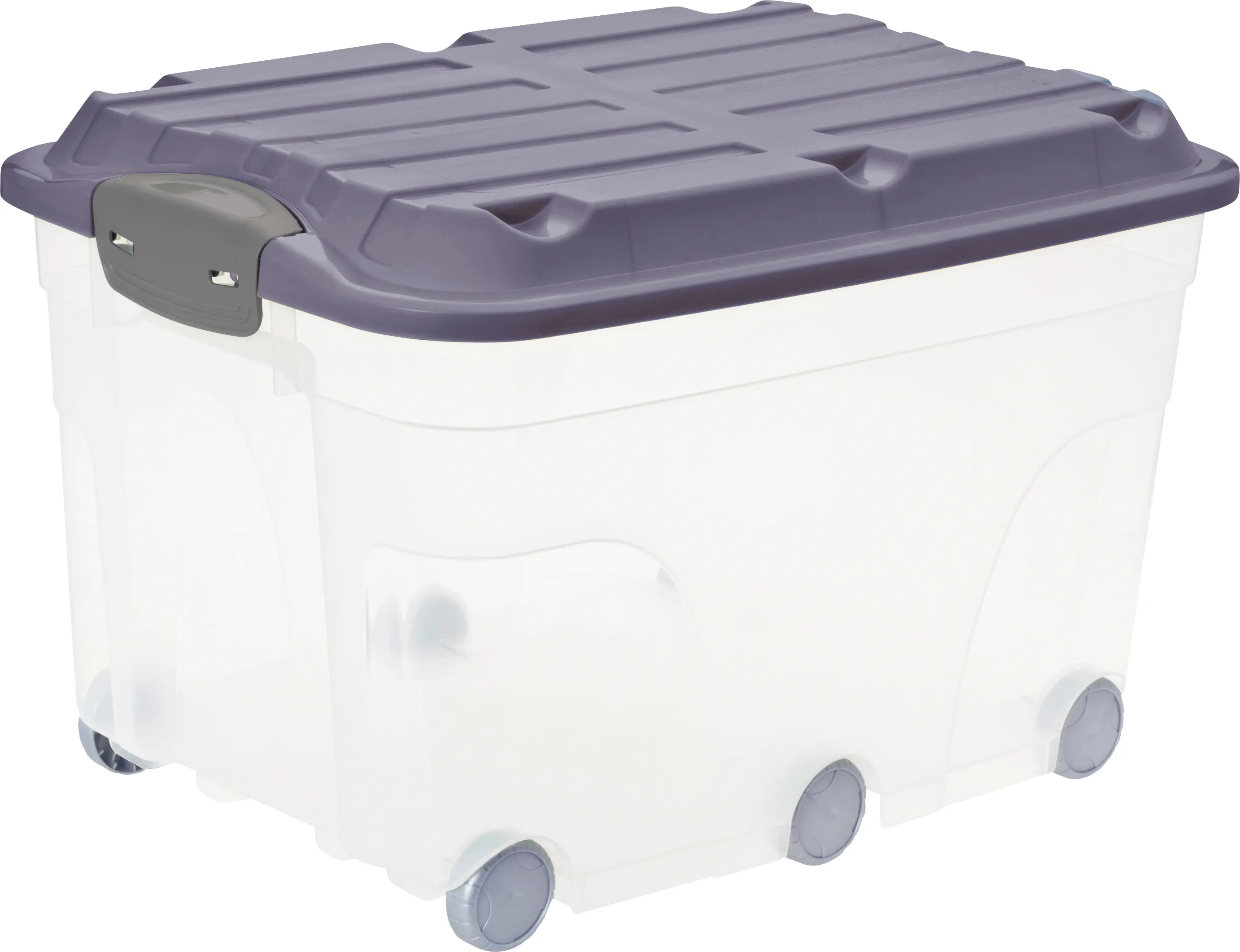 Rotho Aufbewahrungsbox Roller 6 mit Rollen und Deckel 57 L iris blau