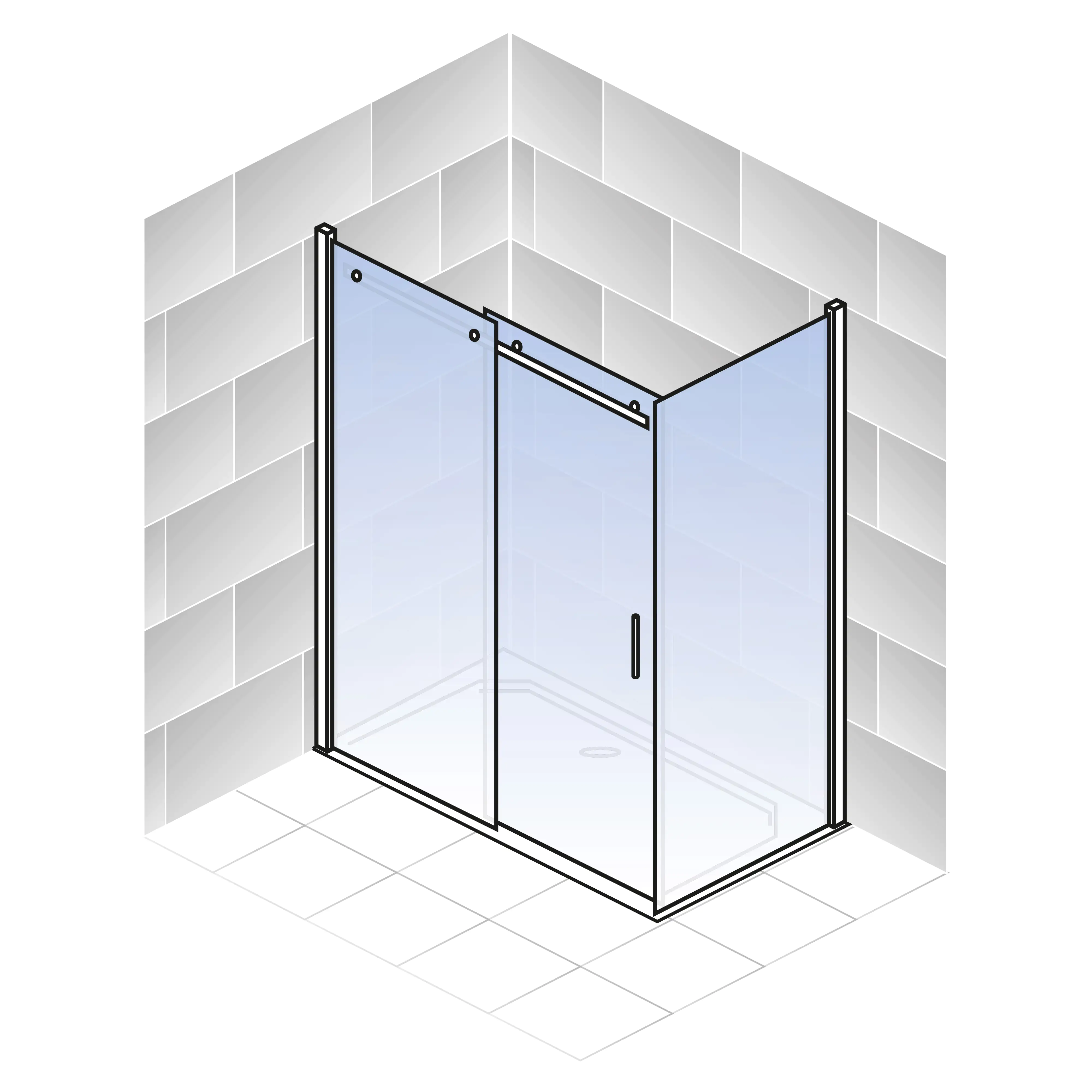 Schulte Schiebetür mit Seitenwand Alexa Style 2.0 120 x 80 cm mattschwarz