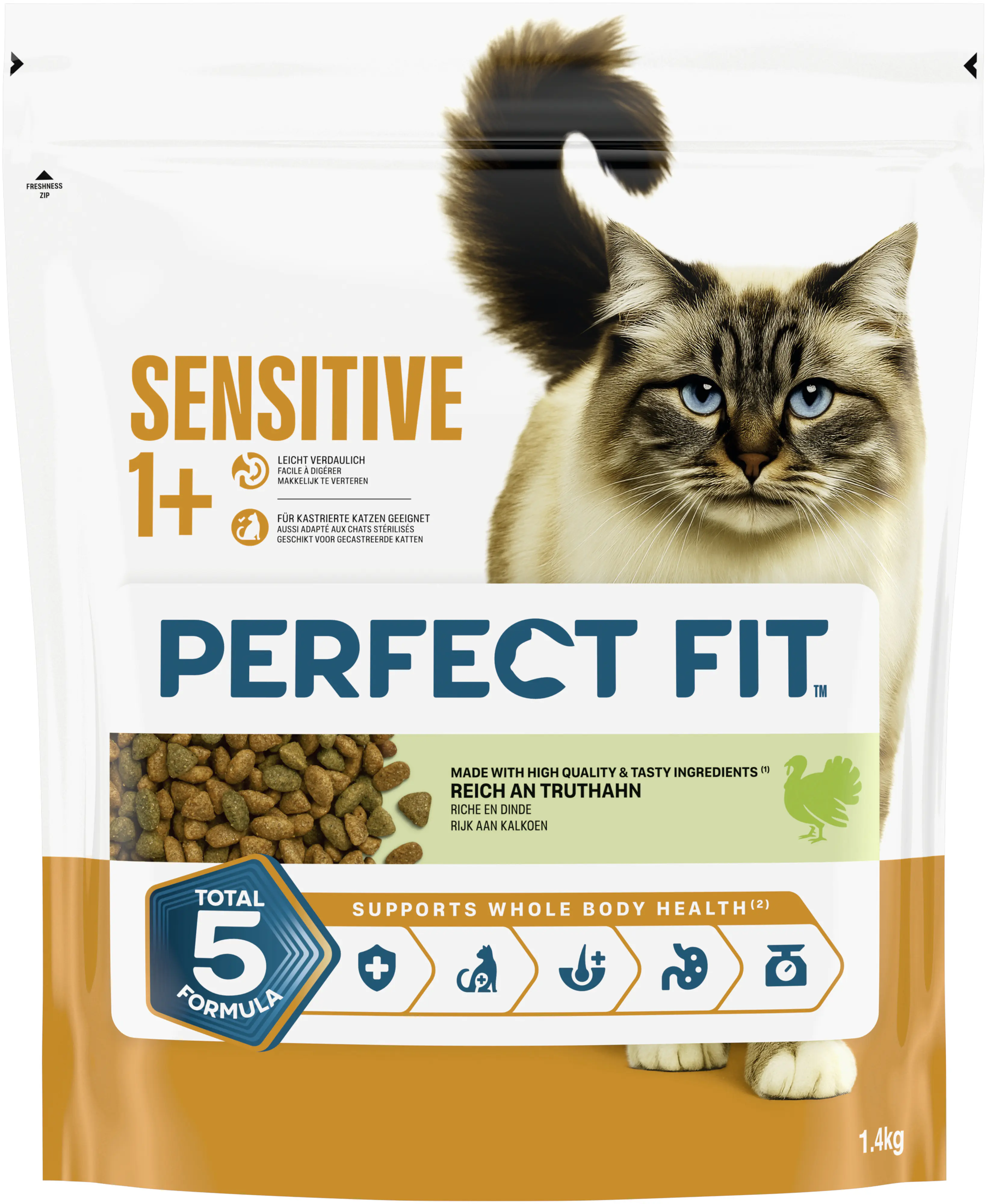 Perfect Fit Sensitiv 1+ Katzentrockenfutter Adult 1,4 kg Truthahn