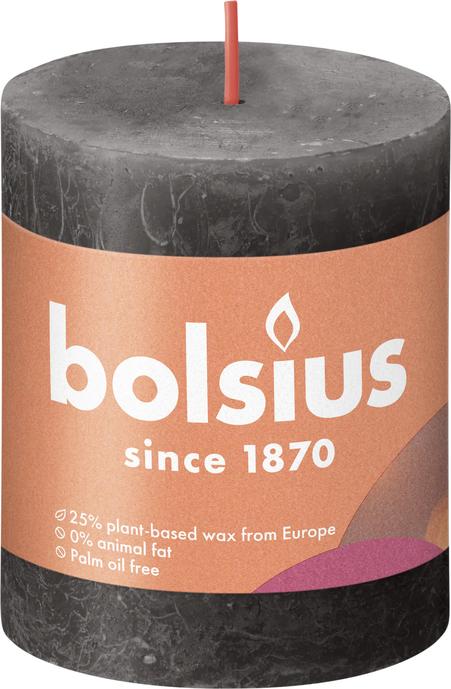 8717847147998 Bolsius Rustik Stumpenkerze stürmisches grau, Höhe: 8 cm, Ø 6,8 cm