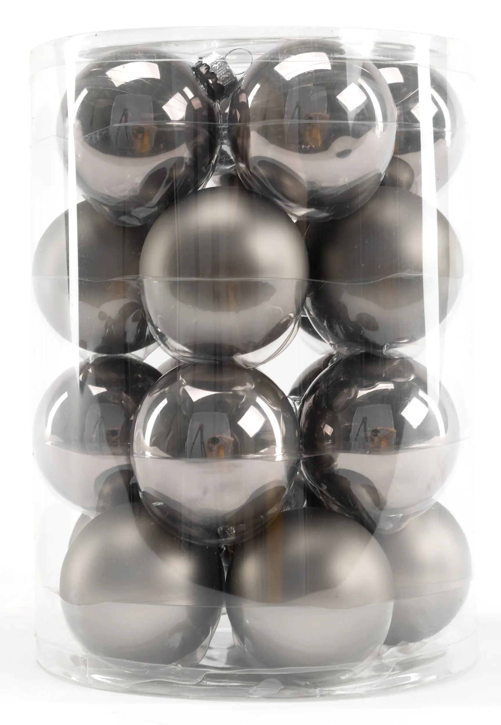4333692538435_01 TrendLine Weihnachtskugeln aus Glas Ø 60 mm warmgrau - 20 Stück