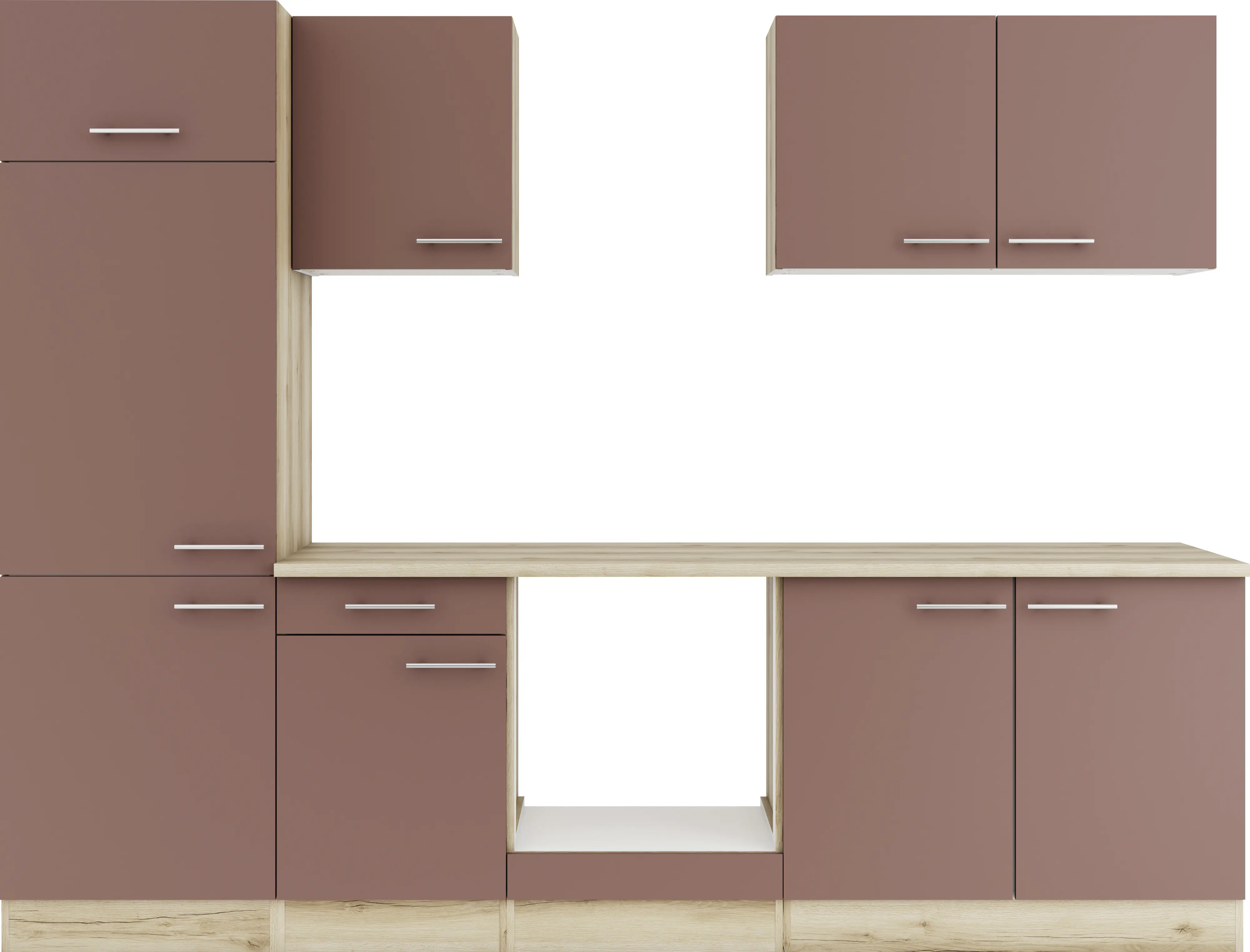 Optifit Küchenzeile Bari 407 ohne Geräte rostrot 270 cm