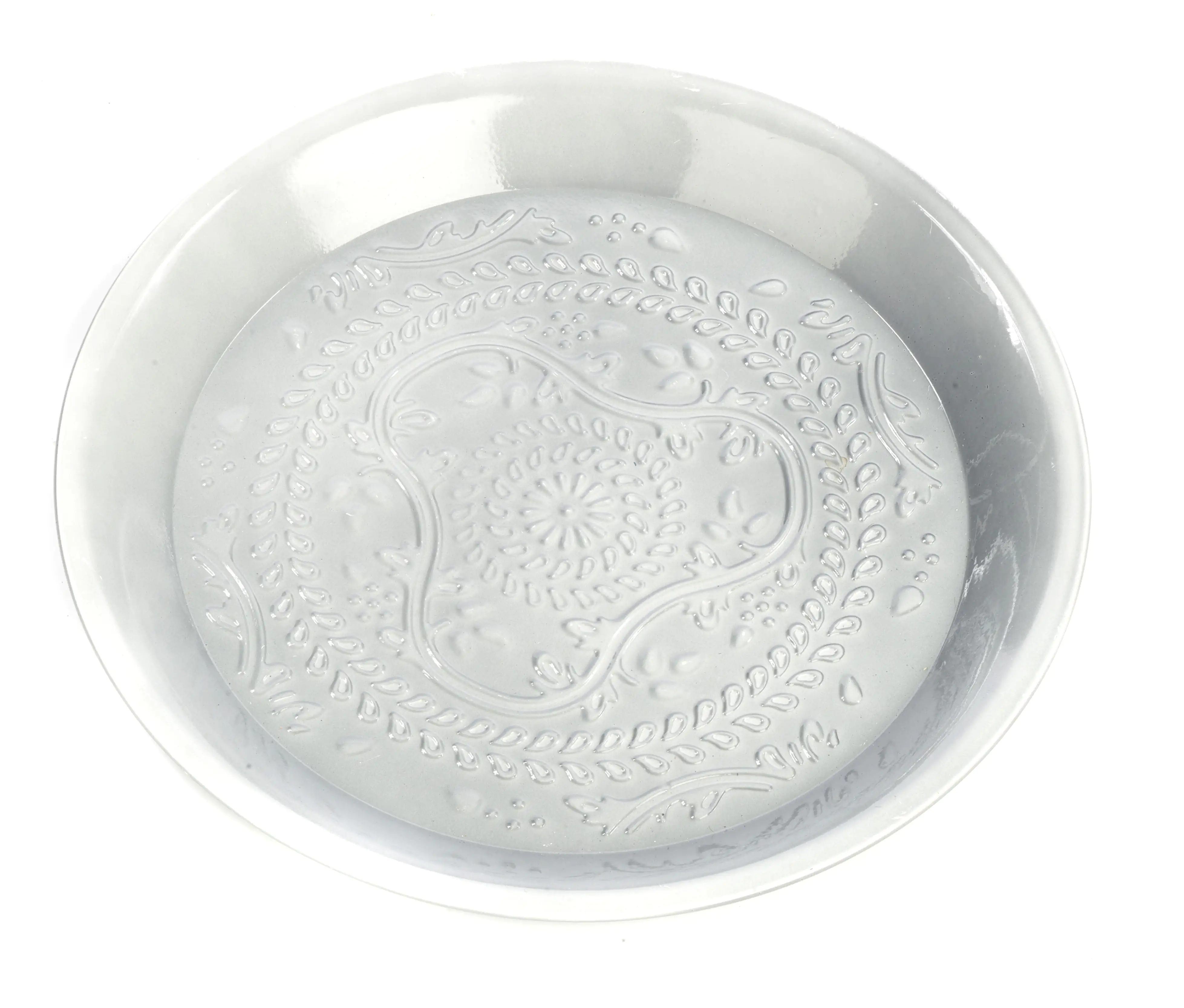 TrendLine Deko Tablett Metall Ø 28 x 2 cm hellgrau