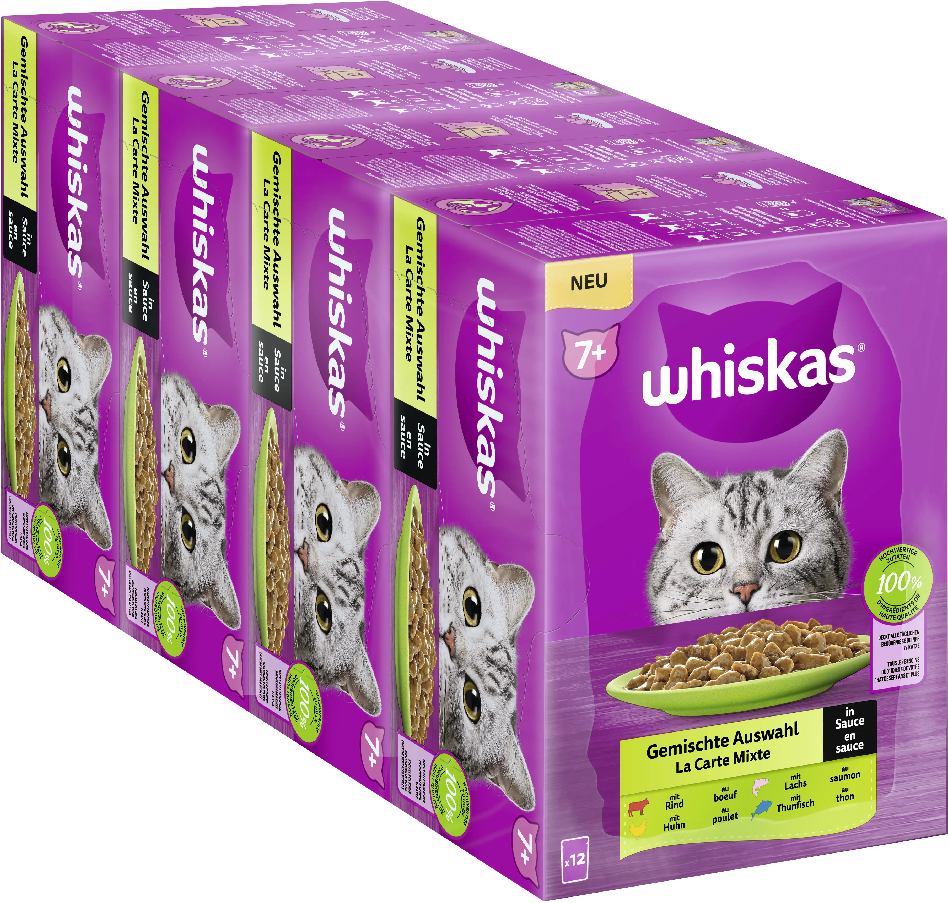 Whiskas Multipack Senior 7+ gemischte Auswahl in Sauce Katzenfutter 12 x 85 g