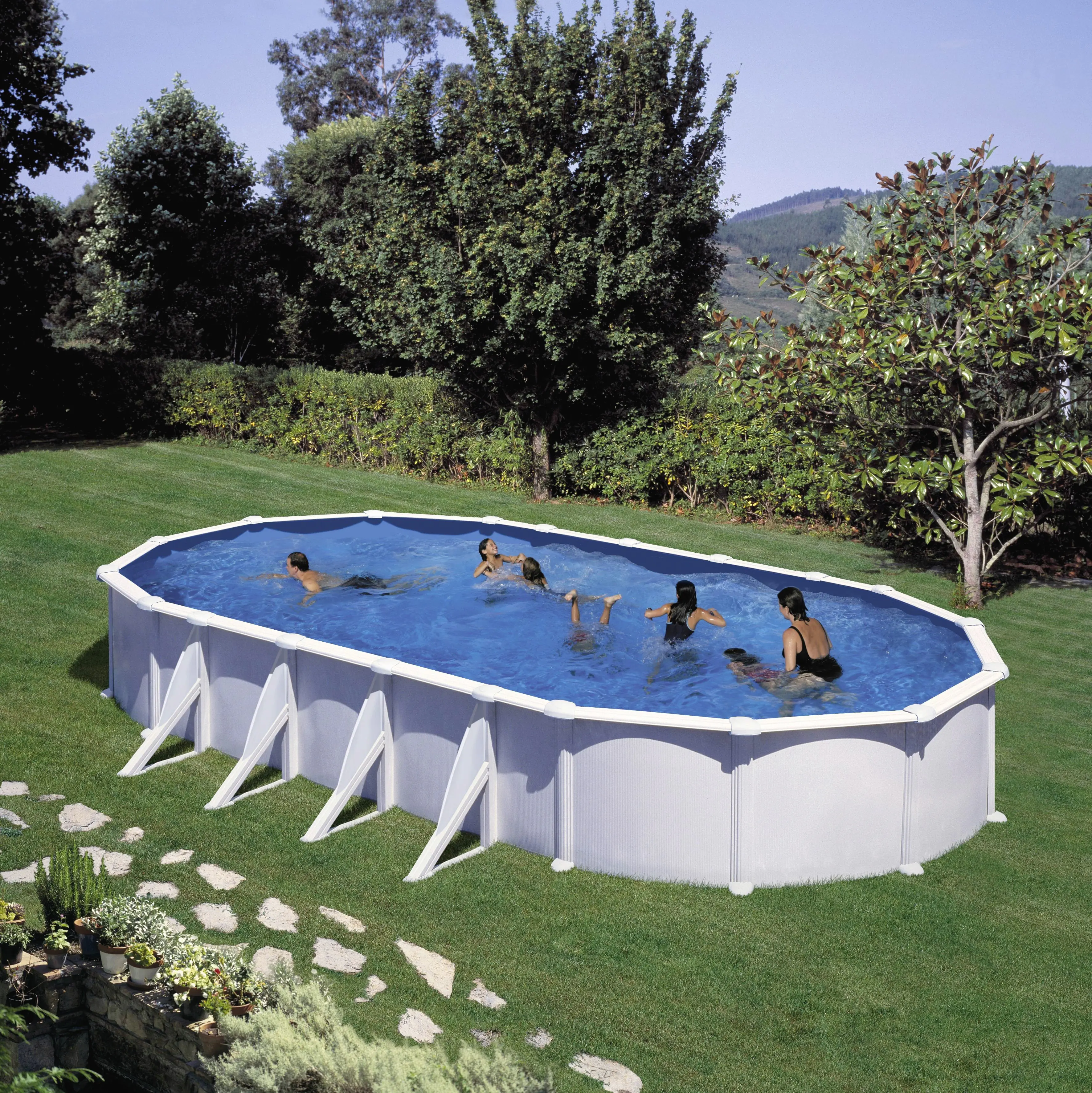 Gre Stahlwandpool Atlantis Komplettset oval 920 x 670 x 132 cm weiß