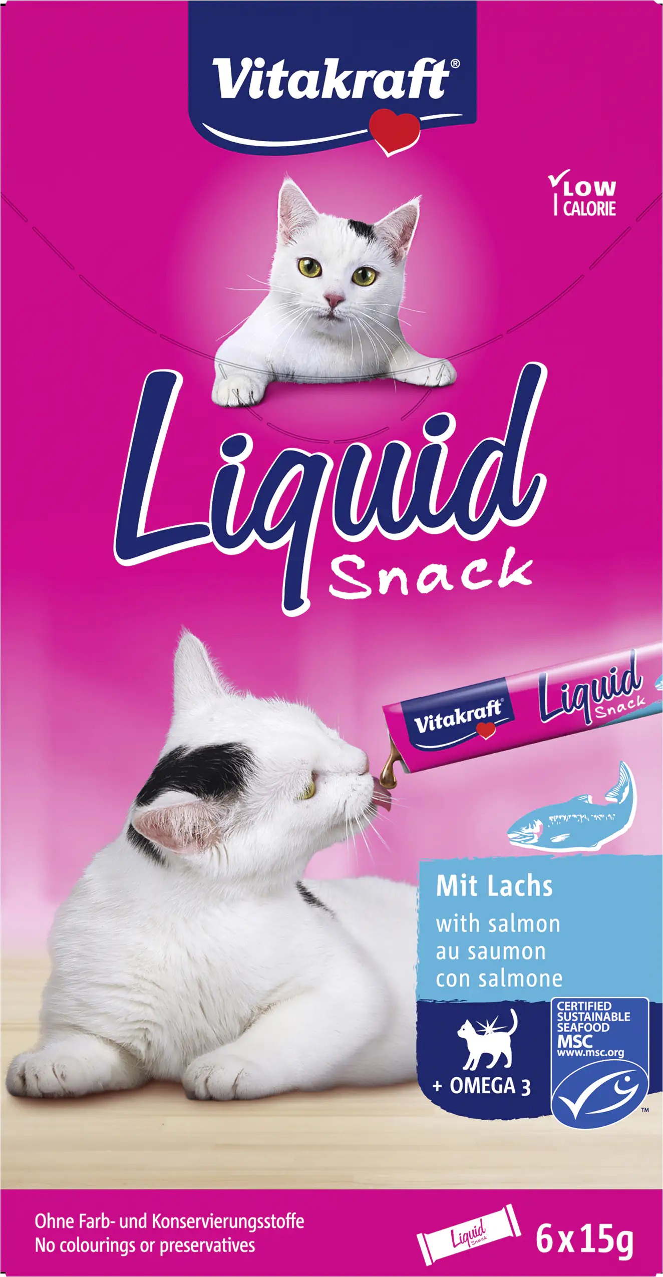 Vitakraft LiquidSnack Lachs MSC+Omega3 6 Stück / 90 g Vitakraft LiquidSnack Lachs MSC+Omega3 6 Stück / 90 g