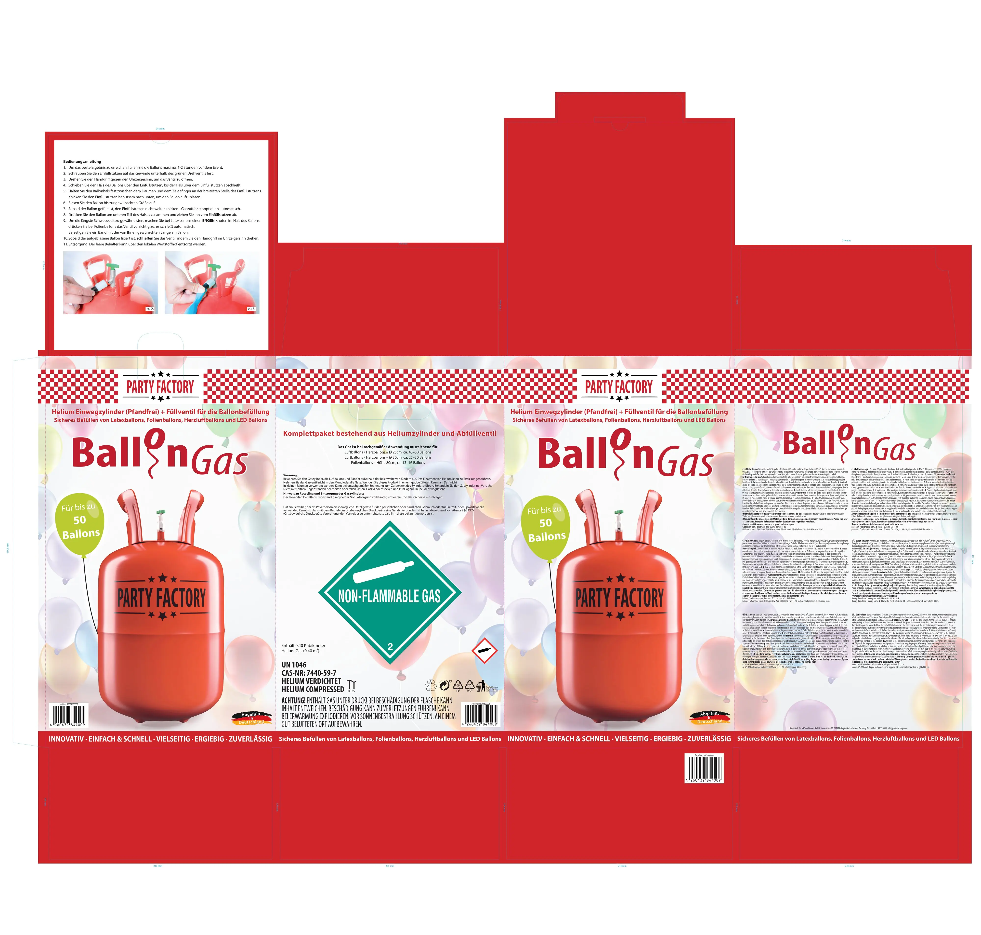 Party Factory Ballongas Helium für ca. 50 Luftballons