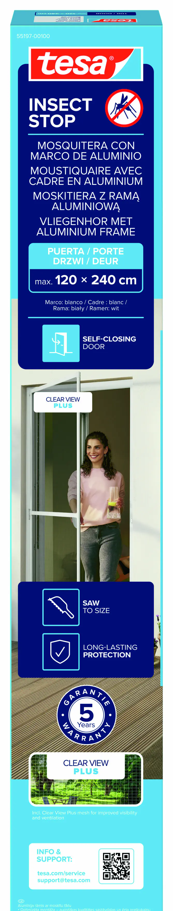 tesa Fliegengitter-Tür Comfort im Alurahmen 120 x 240 cm weiß