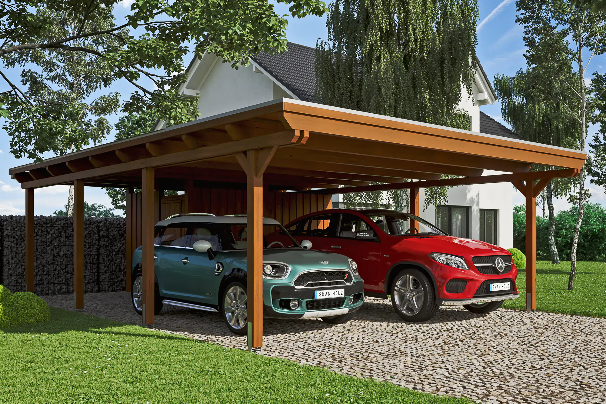 SKAN HOLZ Carport Emsland 613 x 846 cm mit Aluminiumdach, mit Abstellraum