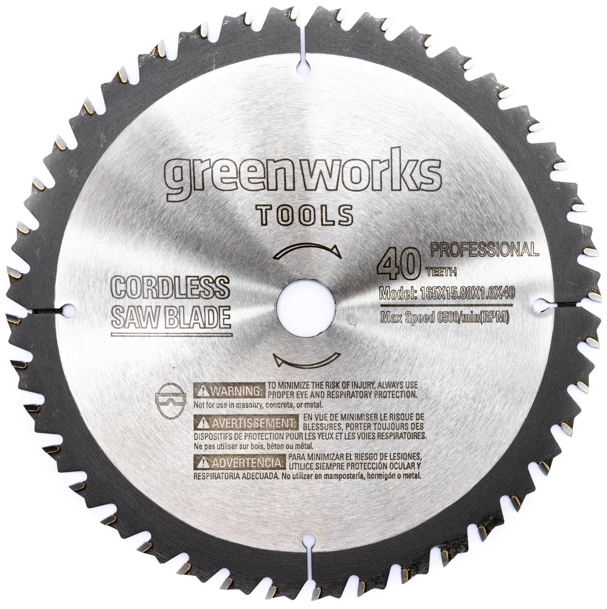 Greenworks Kreissägeblatt Ø 165 mm, Bohrung Ø 15,8 mm