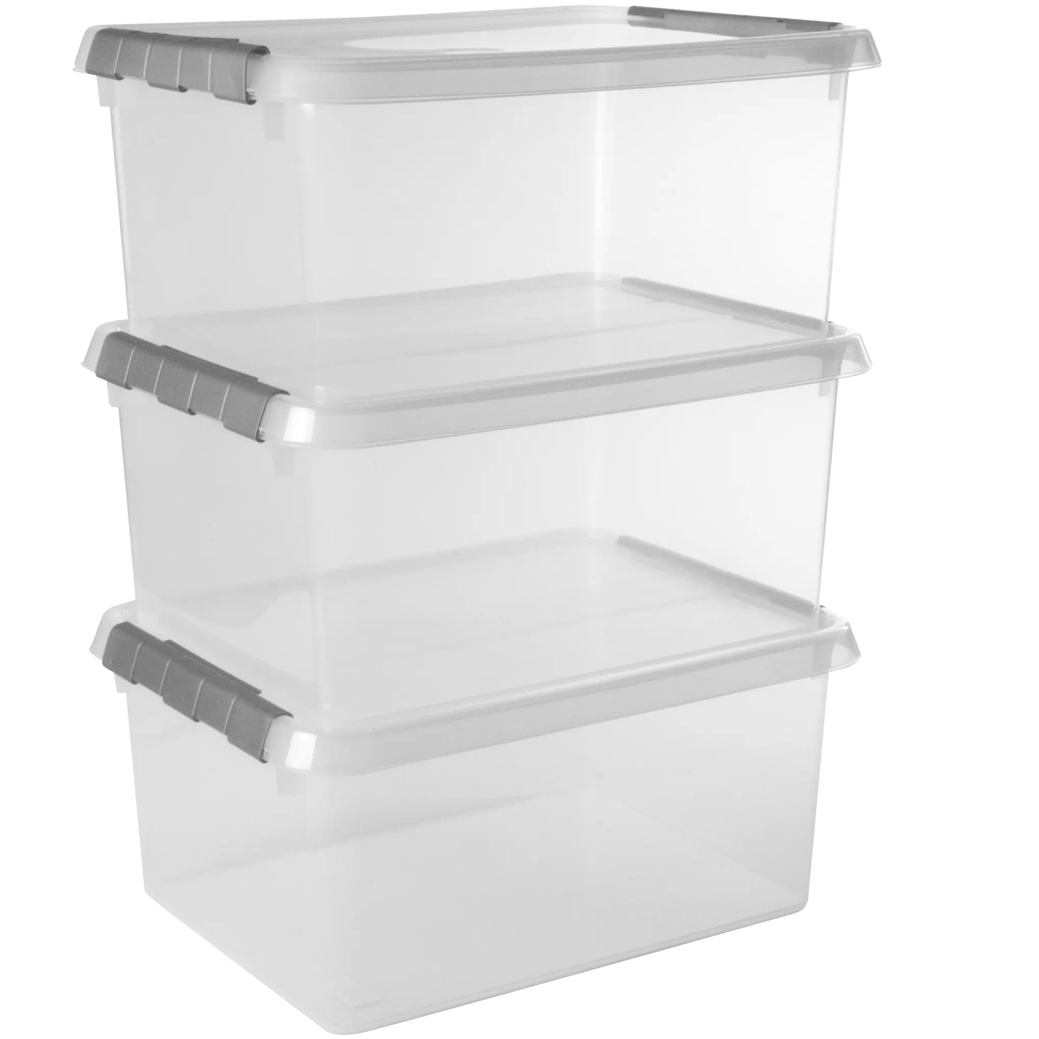 Sunware Comfort line Aufbewahrungsbox 3er-Set für 15L transparent metallfarbig Sunware Comfort line Aufbewahrungsbox 3er-Set für 15L transparent metallfarbig