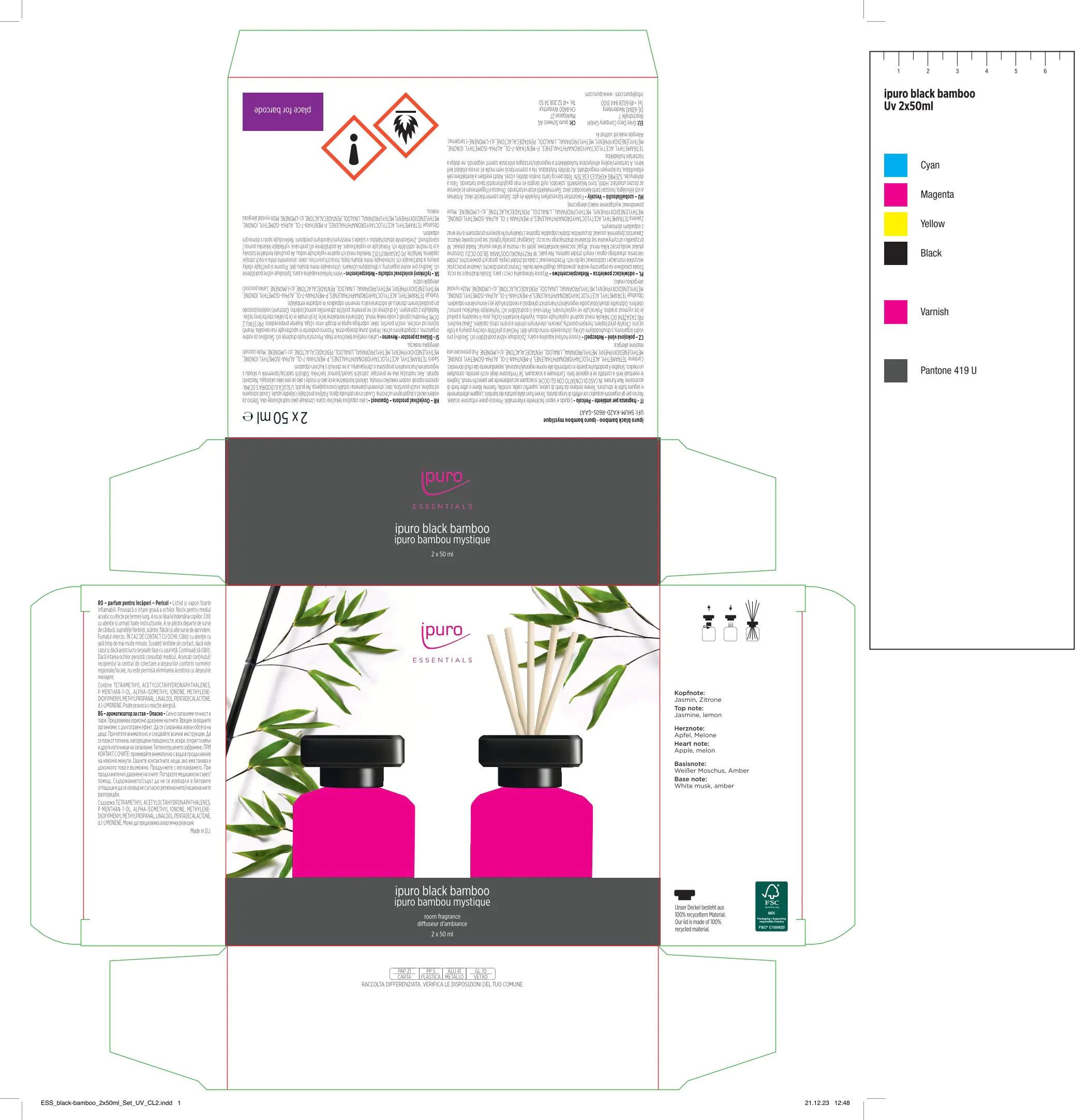 ipuro ESSENTIALS Raumduft Set Black Bamboo 2 x 50 ml