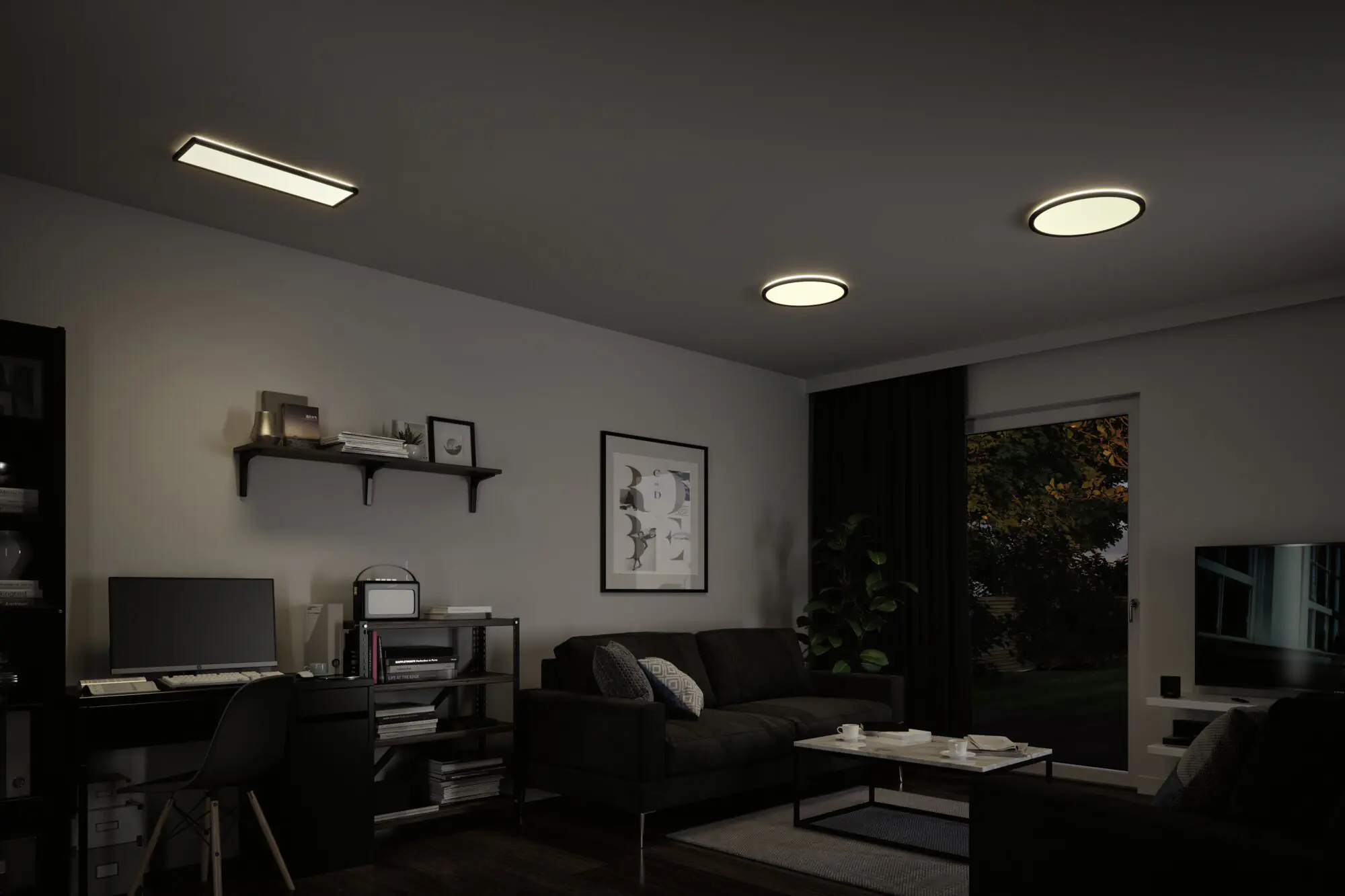 Paulmann LED Panel Atria Shine schwarz 58 x 20 cm neutralweiß dimmbar
