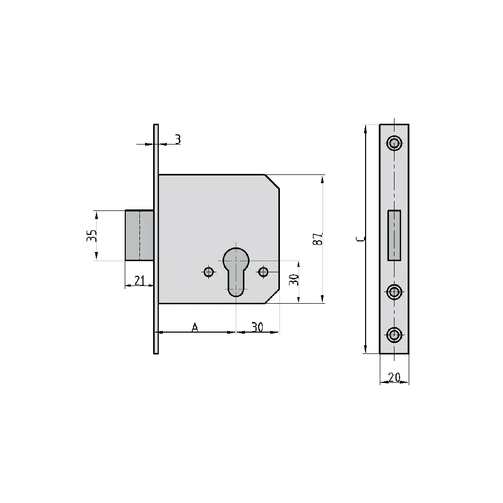 Basi Einsteckschloss ES 964 PZW rechts / links