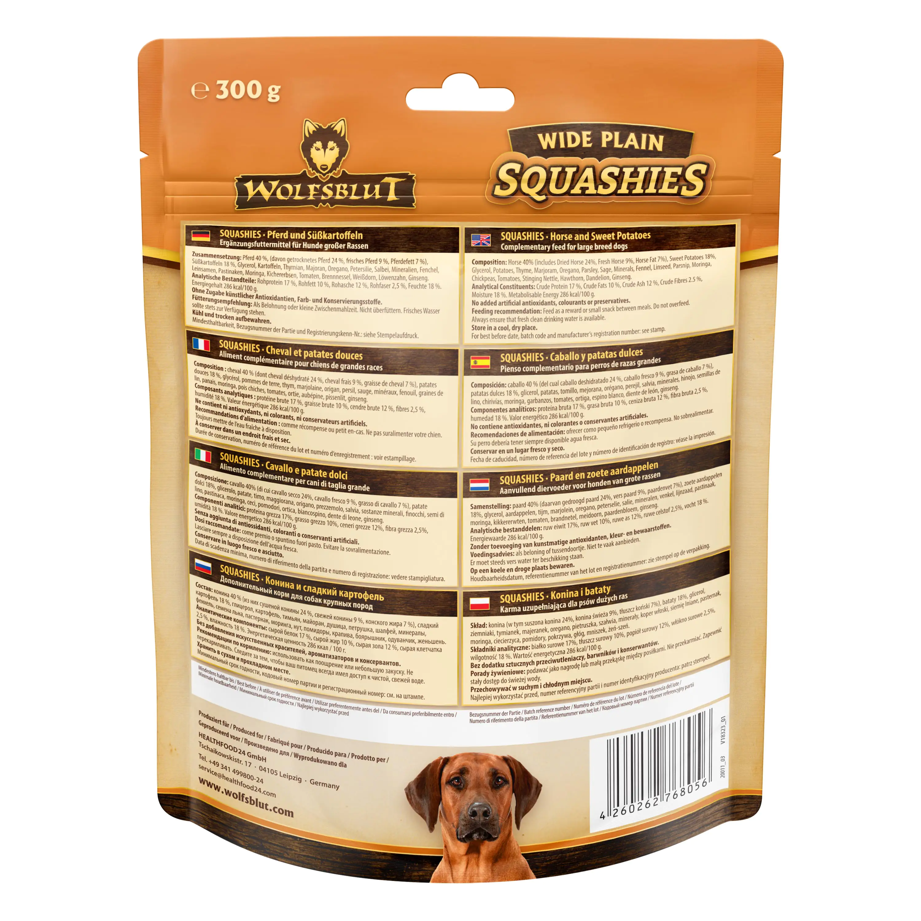Wolfsblut Wide Plain Squashies Pferd mit Süßkartoffel Hundesnack 300 g