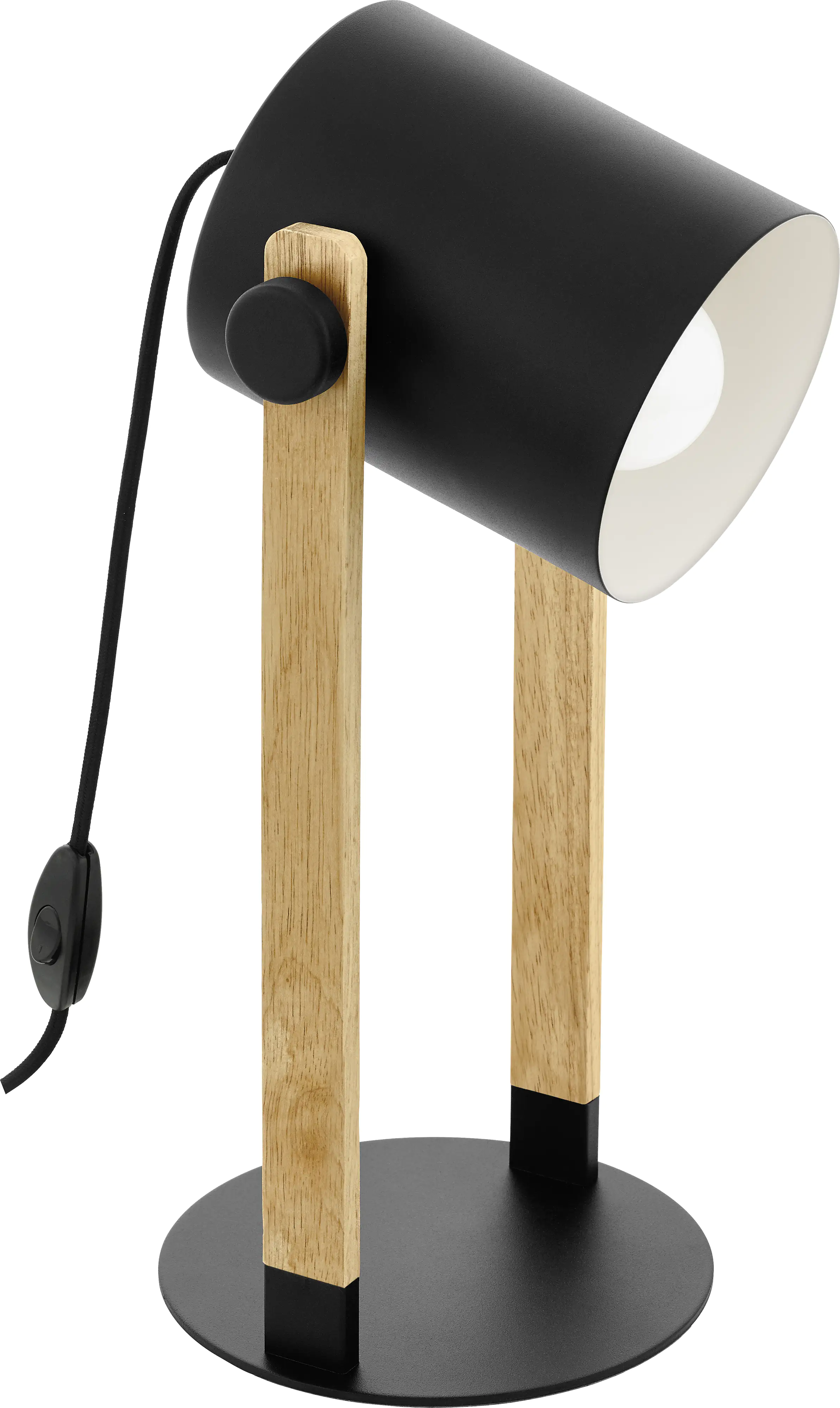 Eglo Tischleuchte Hornwood schwarz-creme-braun 42 x 18 cm E27