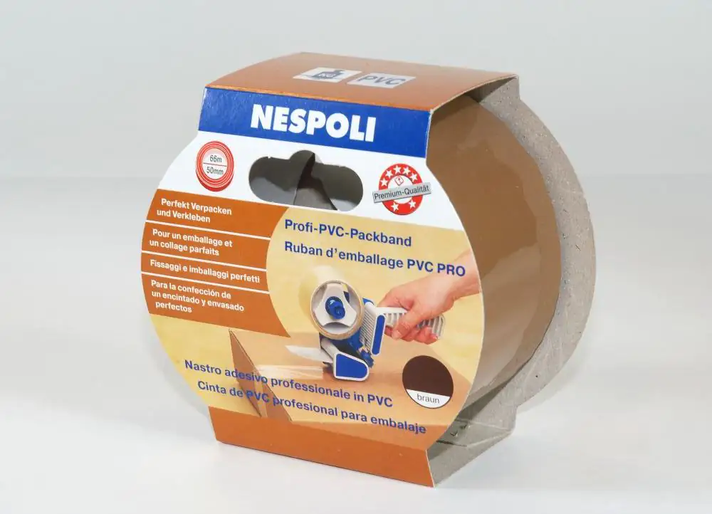 Nespoli Profi-PVC-Packband 50 mm x 66 m, braun