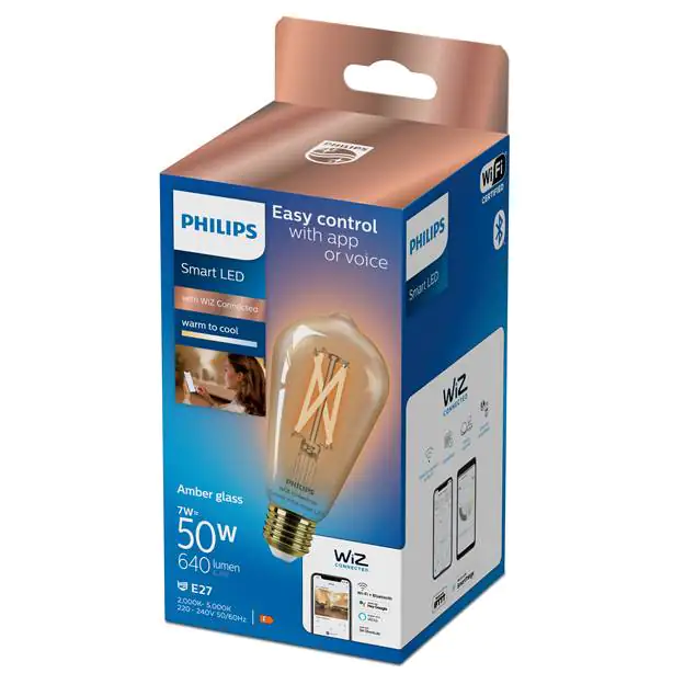 Philips Smart LED Leuchtmittel Tunable White Amber ST64 E27 Edisonform 7 W