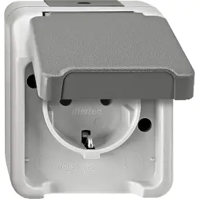 Merten Schutzkontaktsteckdose Klappdeckel, Aquastar, Aufputz, MEG2301-8029 Merten Schutzkontaktsteckdose Klappdeckel, Aquastar, Aufputz, MEG2301-8029