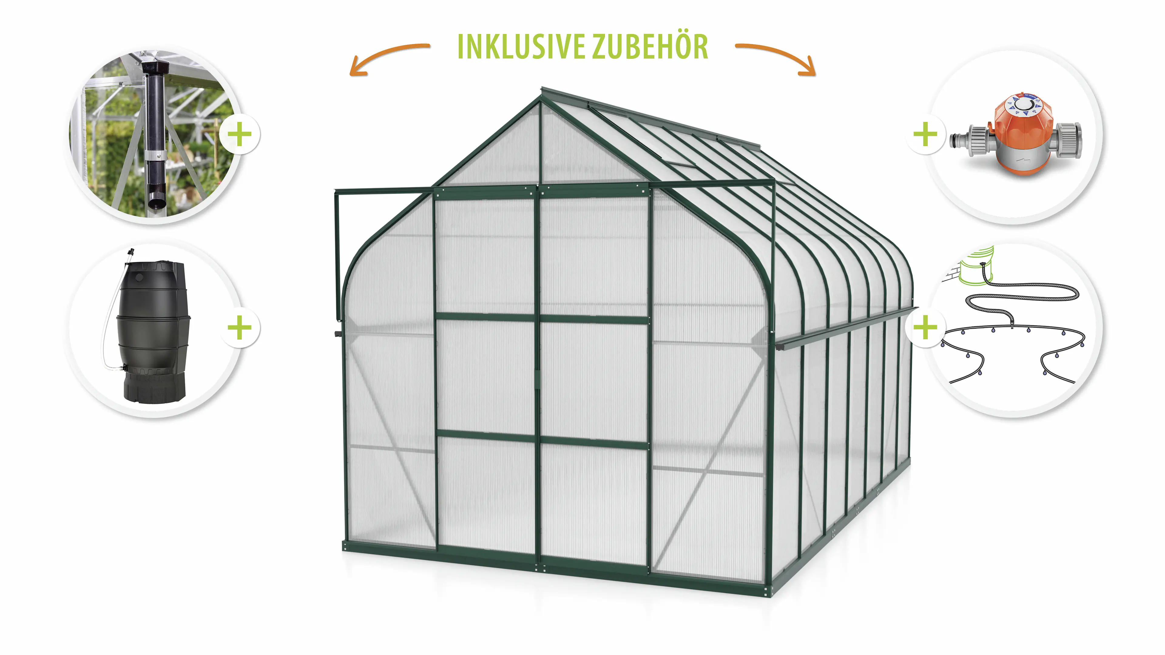 Vitavia Gewächshaus-Set-Set Dione 11500 HKP 4 mm smaragd 254 x 441 cm