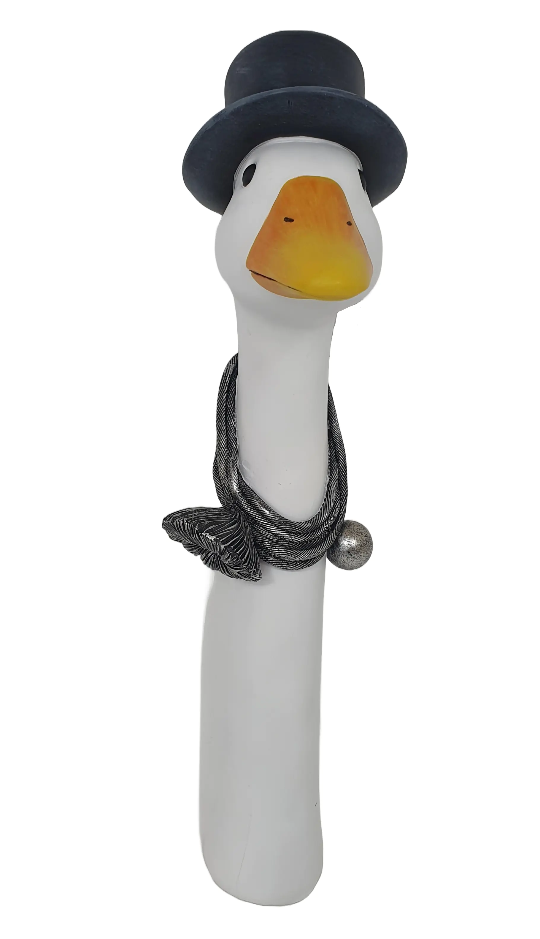 Figur Gänsekopf Schornsteinfeger Polyresin 39,5 x 10 x 15,5 cm weiß, schwarz